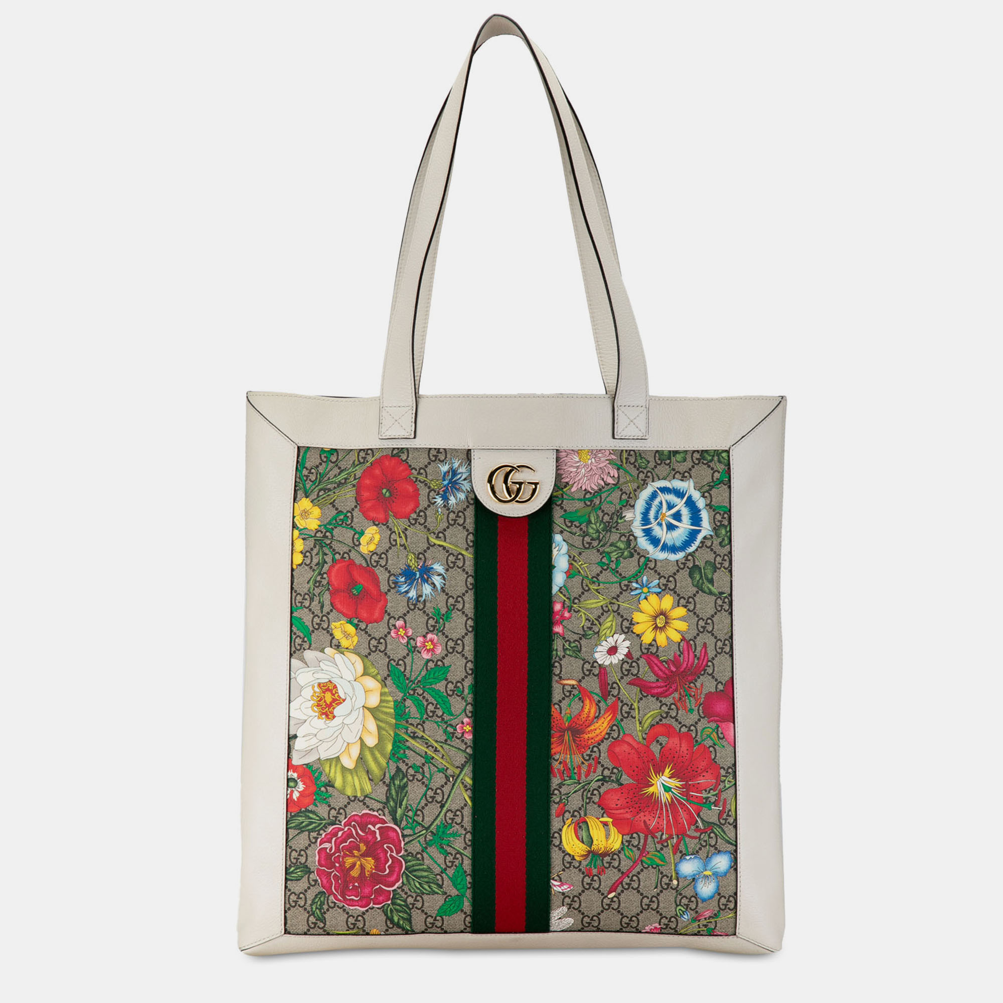 

Gucci GG Supreme Flora Ophidia Tote, White