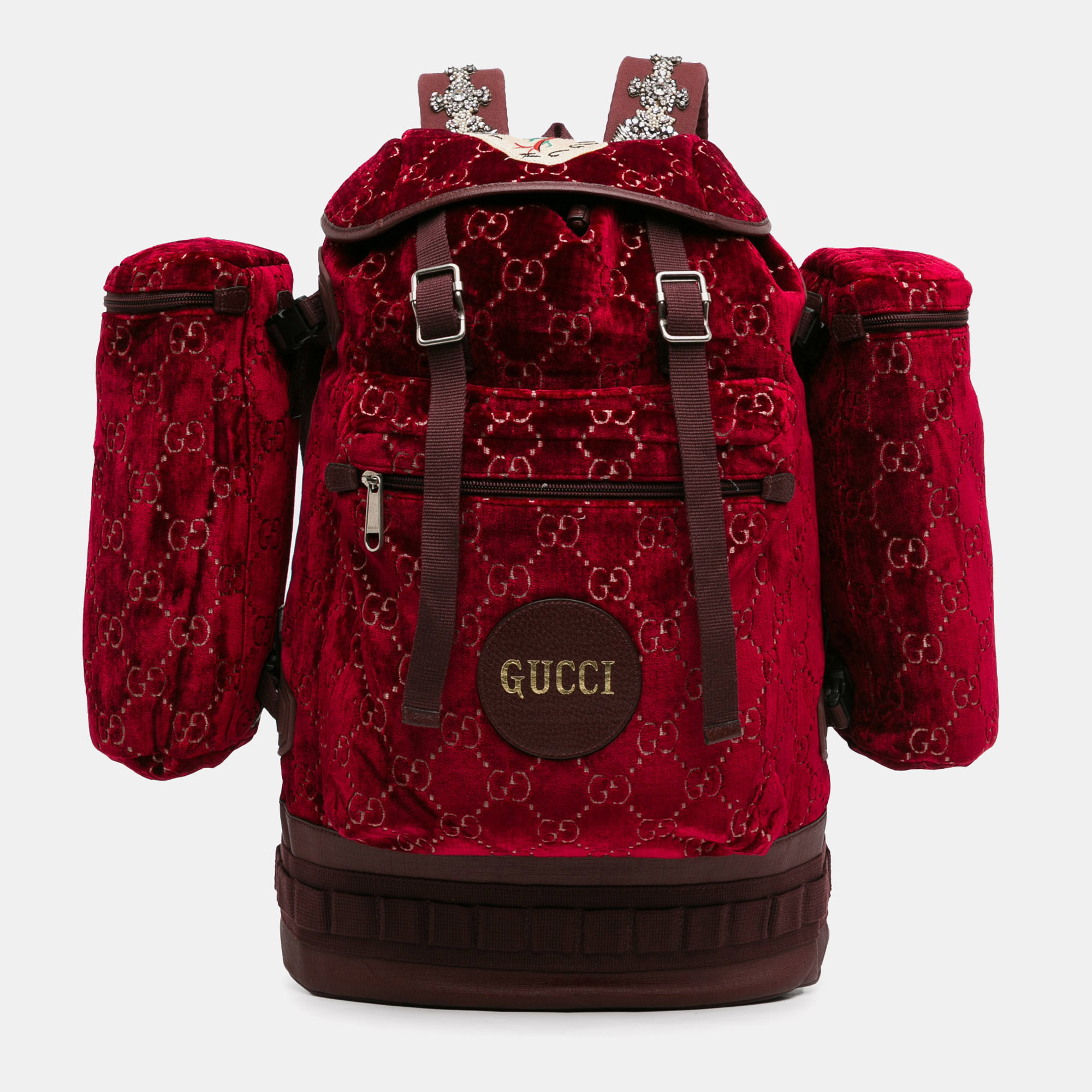 

Gucci Red Large GG Velvet Heart Alpina Backpack