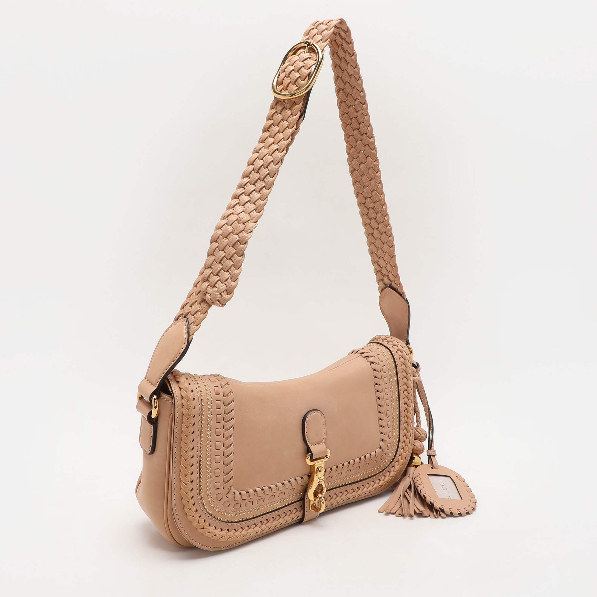 Gucci Beige Leather `Handmade` Medium Shoulder Bag 