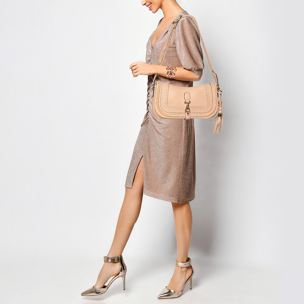 Gucci Beige Leather `Handmade` Medium Shoulder Bag 