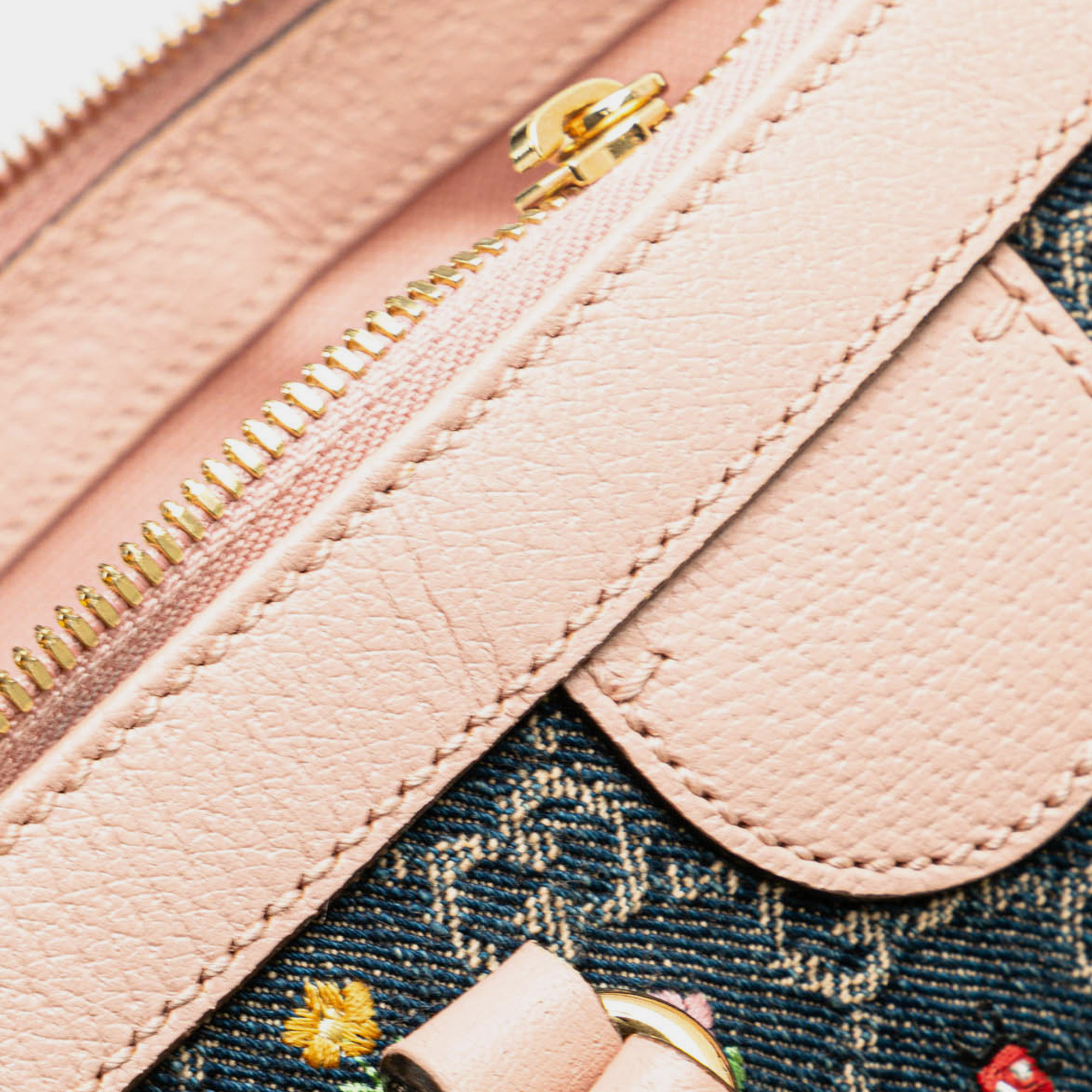 Gucci Blue Small GG Denim Embroidery Ophidia Satchel 