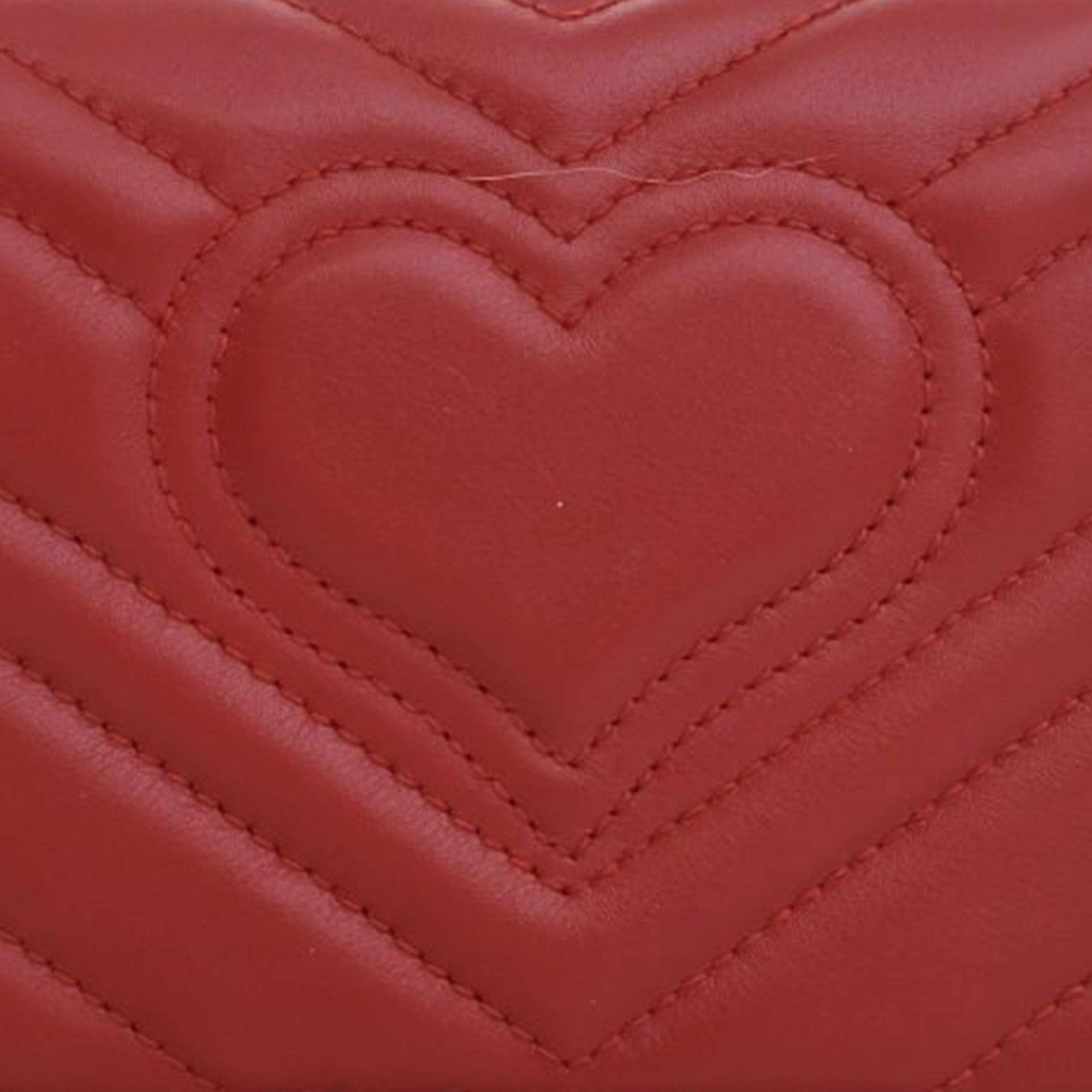 Gucci Red Super Mini Leather GG Marmont Matelasse Crossbody Bag 