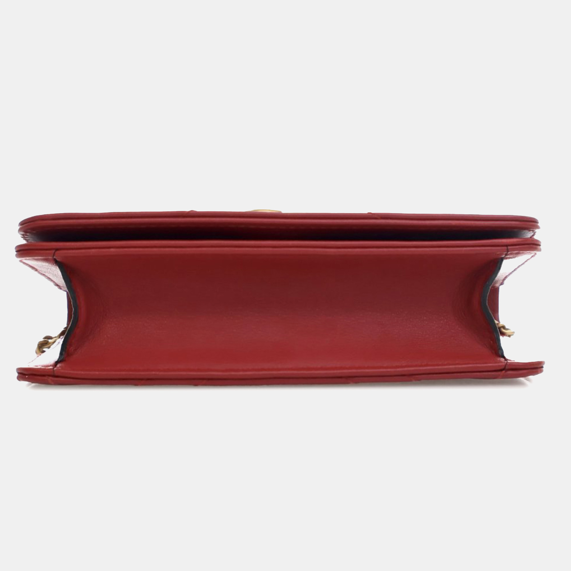 Gucci Red Super Mini Leather GG Marmont Matelasse Crossbody Bag 