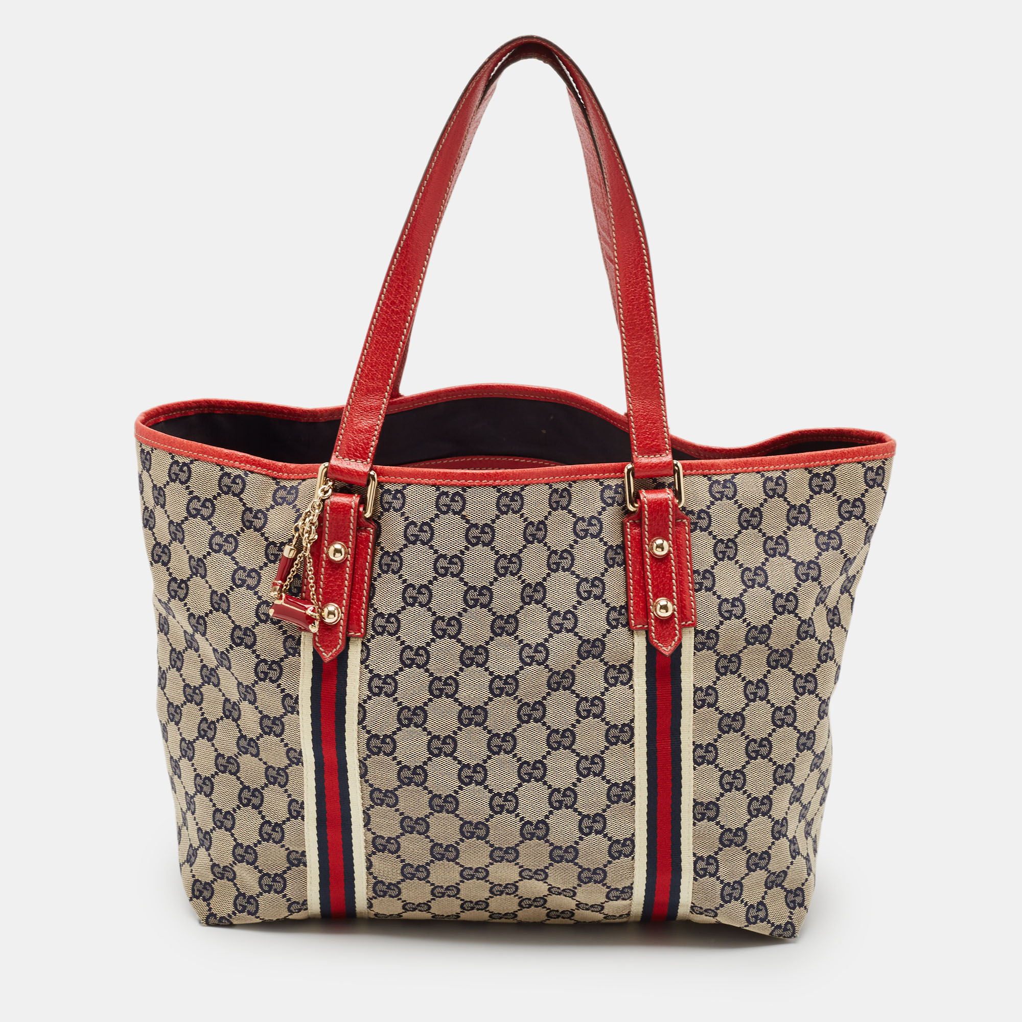 

Gucci Beige/Red GG Canvas and Leather Jolicoeur Tote