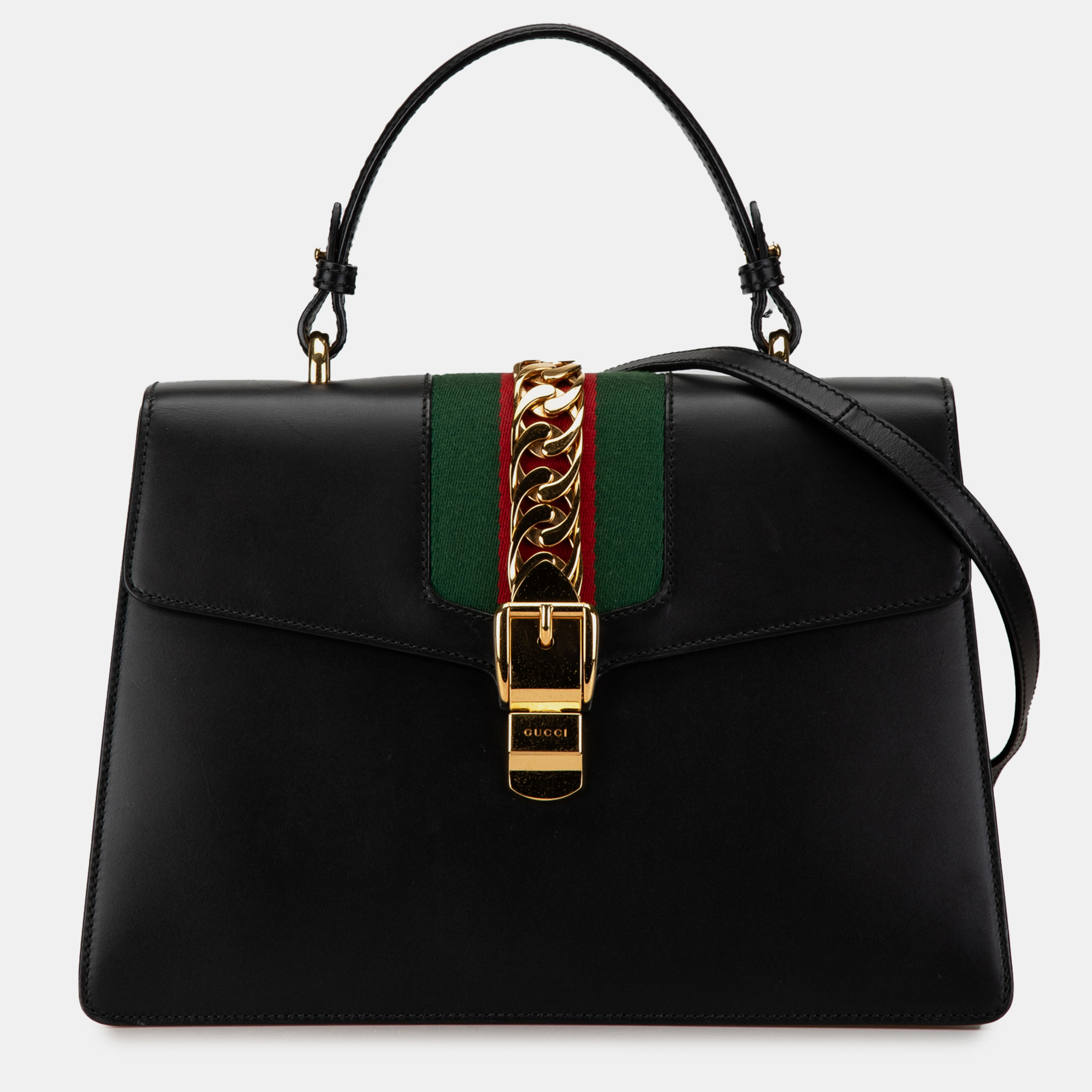 

Gucci Black Leather Sylvie Web Satchel