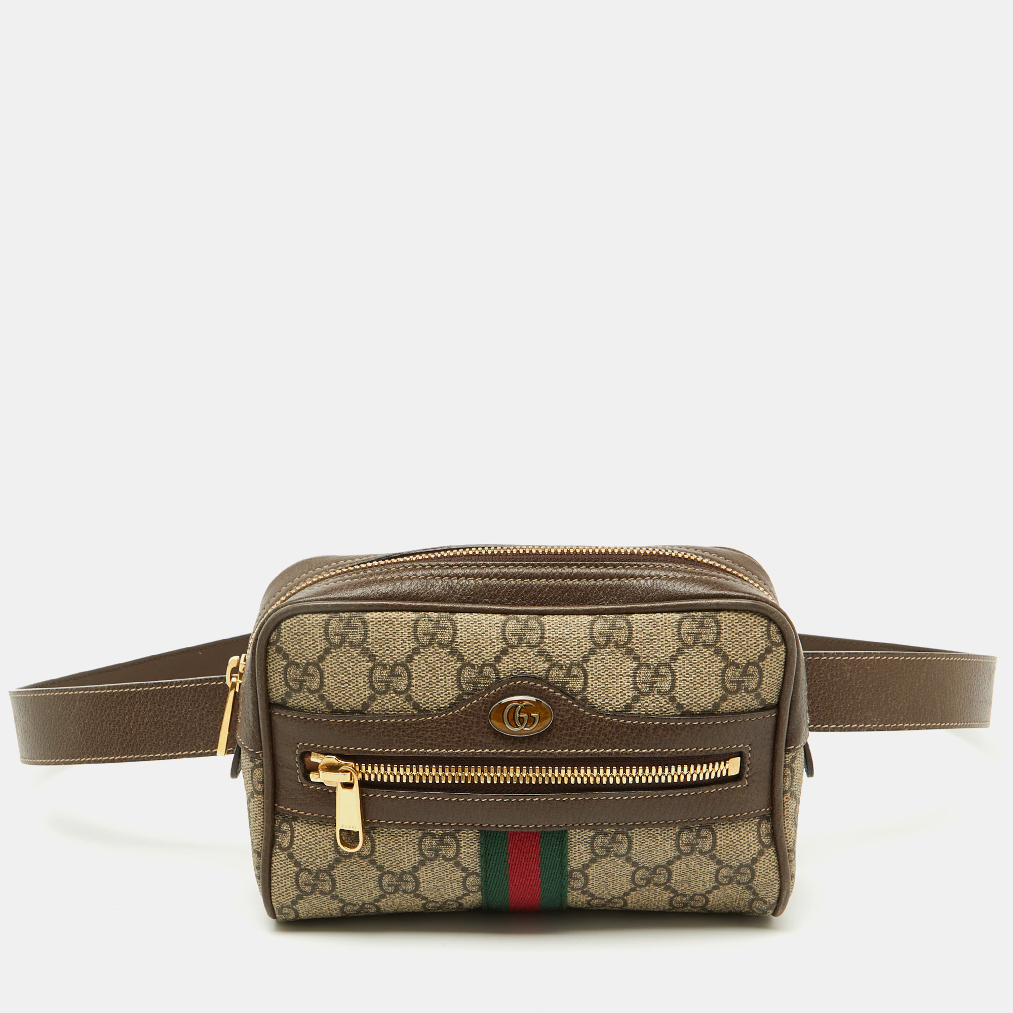 

Gucci Beige/Ebony GG Supreme Canvas and Leather Small Ophidia Belt Bag