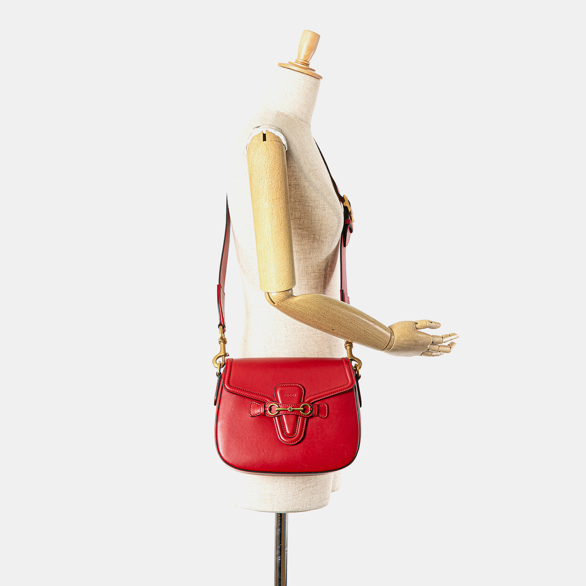 Gucci Red Leather Lady Web Crossbody Bag 