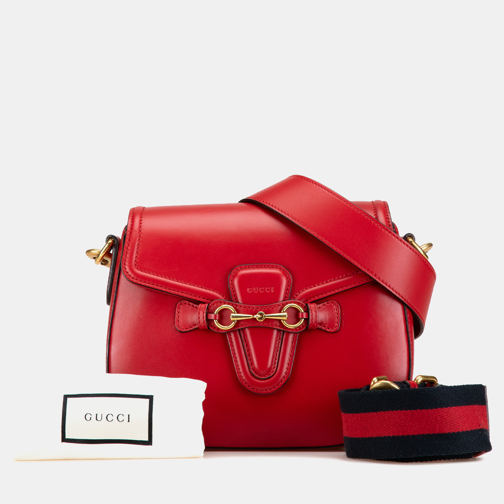 Gucci Red Leather Lady Web Crossbody Bag 