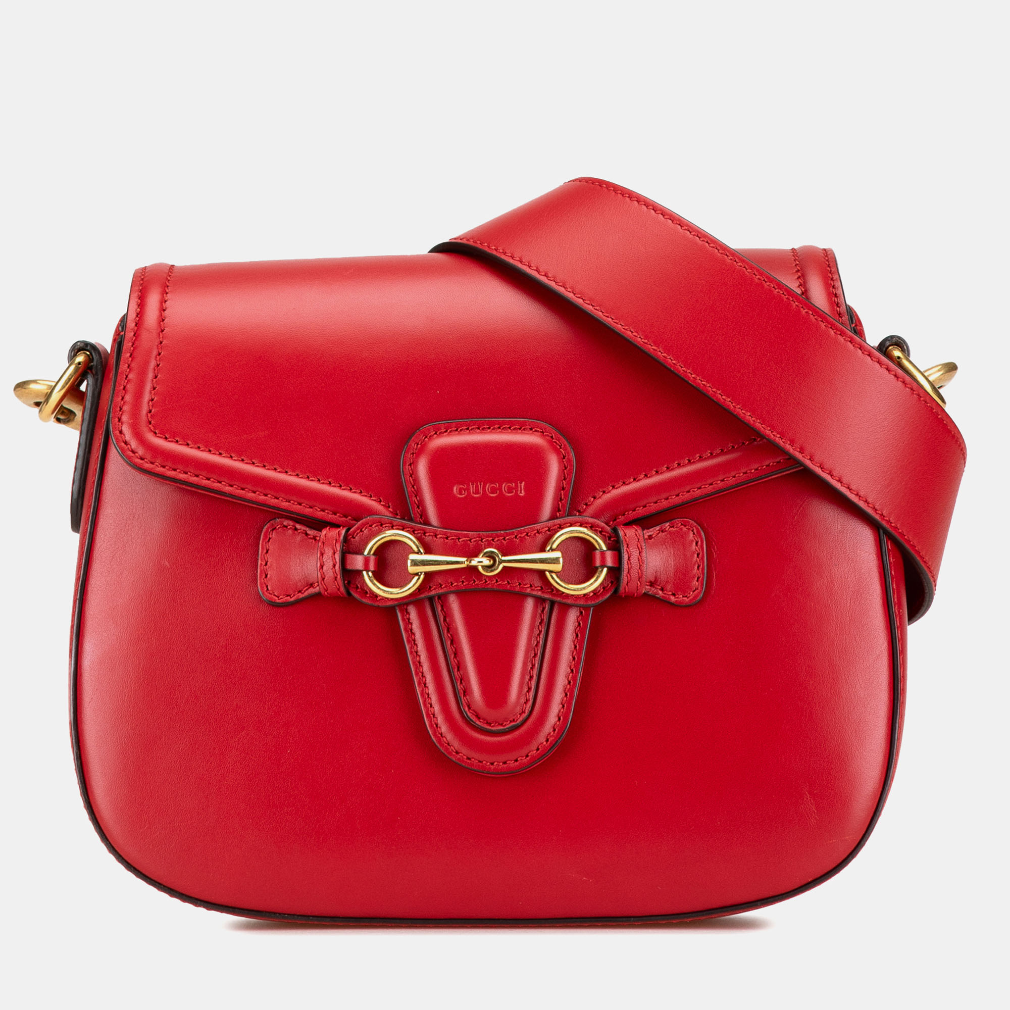 

Gucci Red Leather Lady Web Crossbody Bag