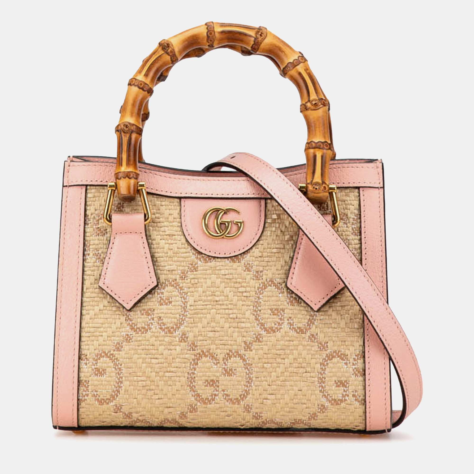 

Gucci Brown Mini Canvas Bamboo Jumbo GG Diana Satchel