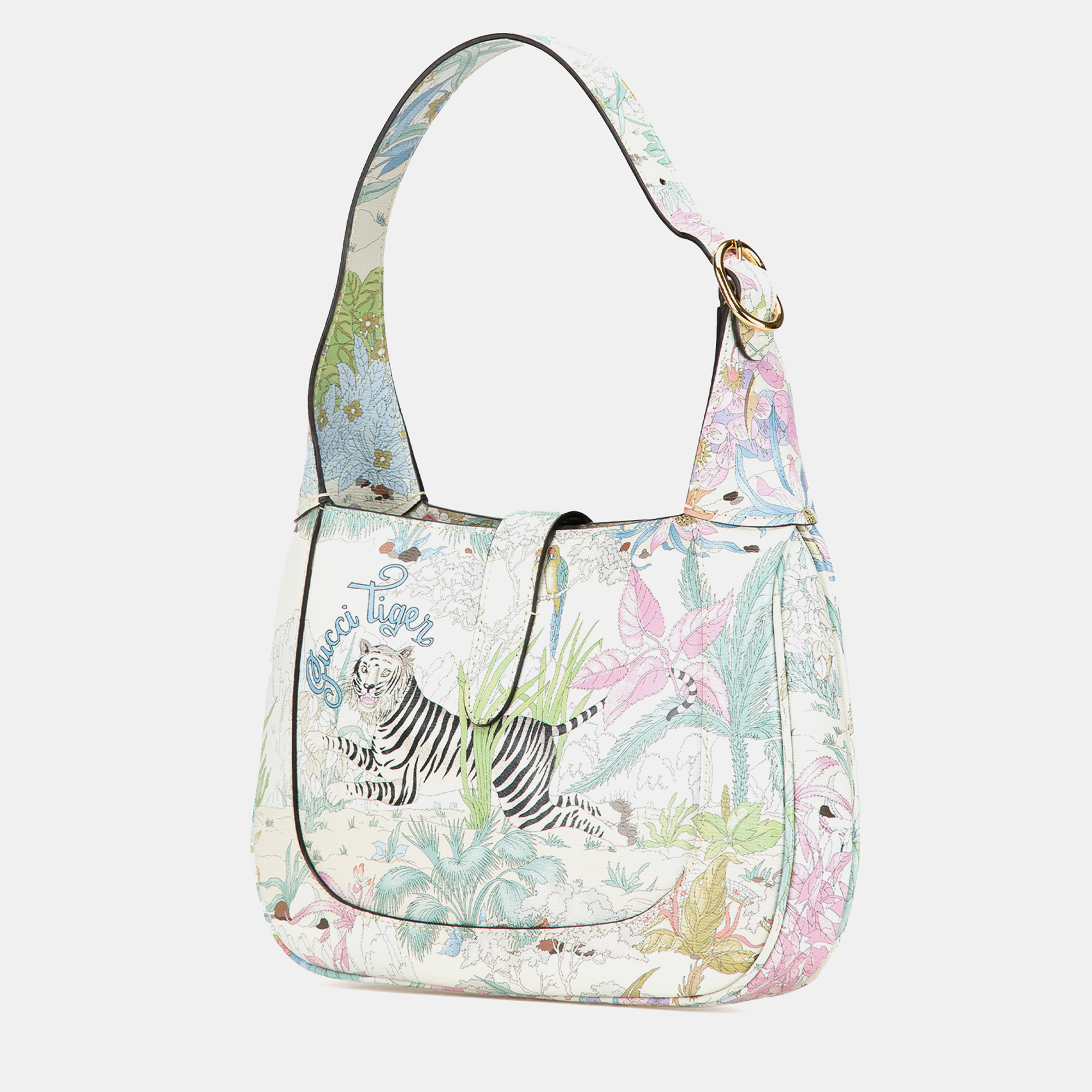 Gucci White Small Leather Tiger Jackie 1961 Crossbody 