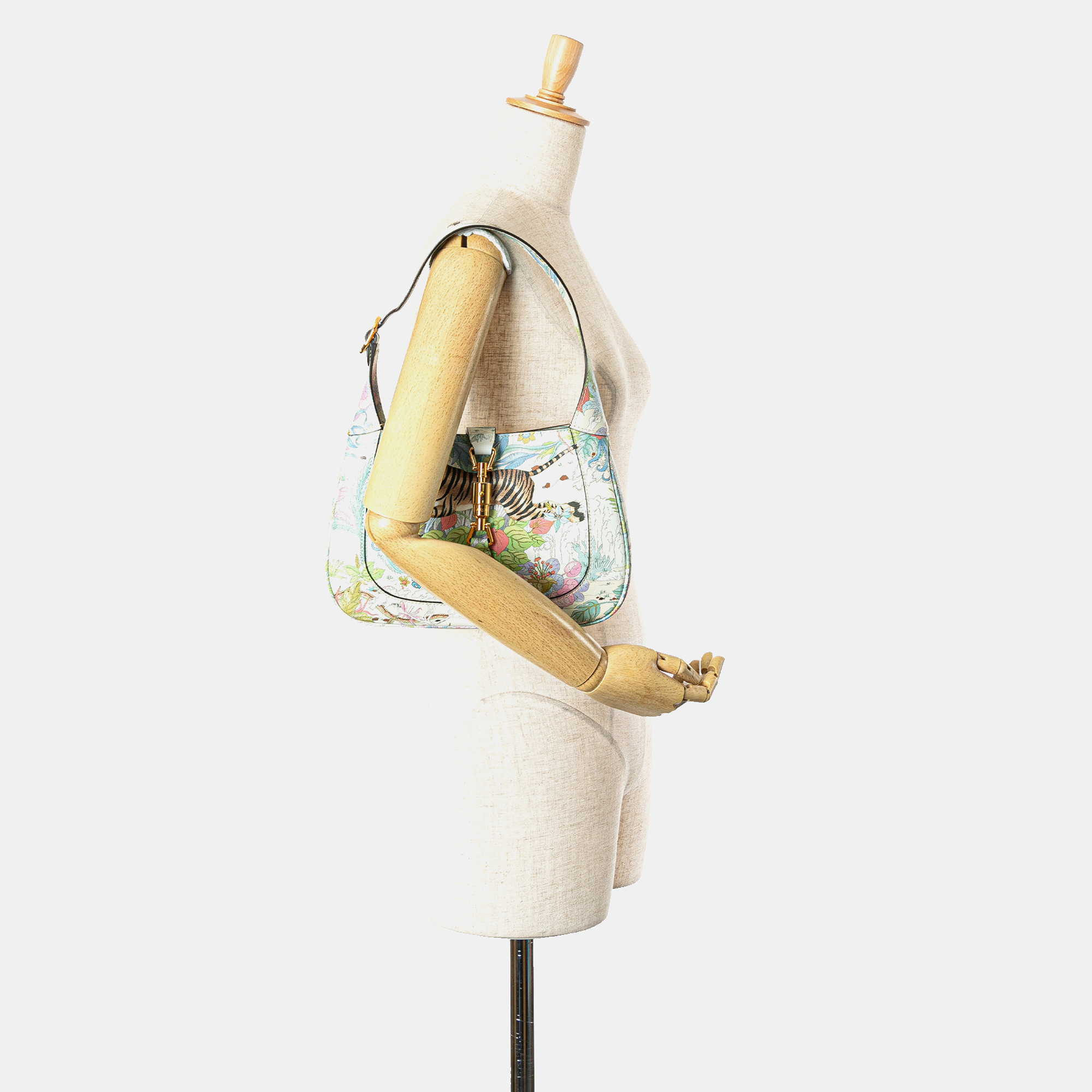 Gucci White Small Leather Tiger Jackie 1961 Crossbody 