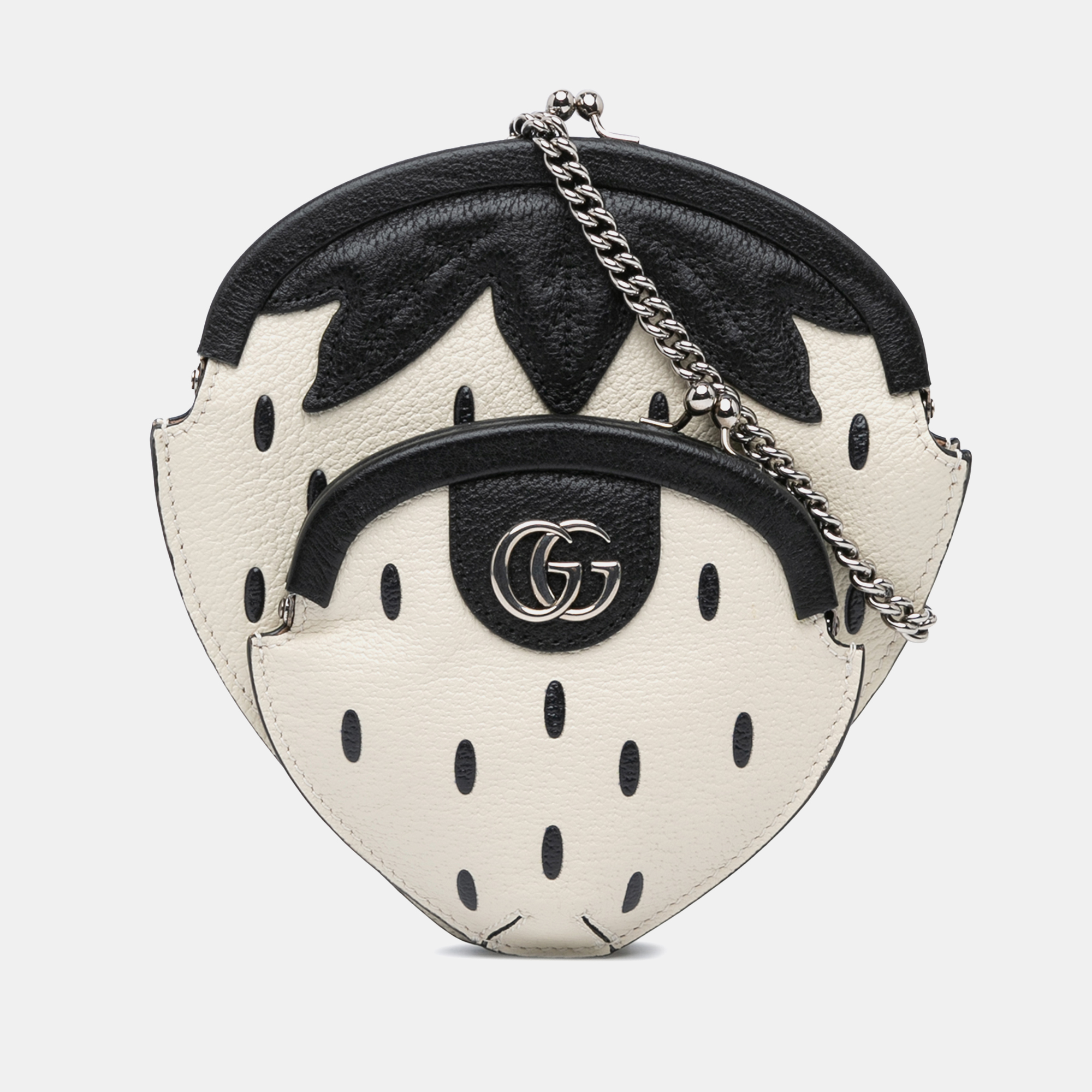 

Gucci Black White Leather Fruittini Strawberry Crossbody