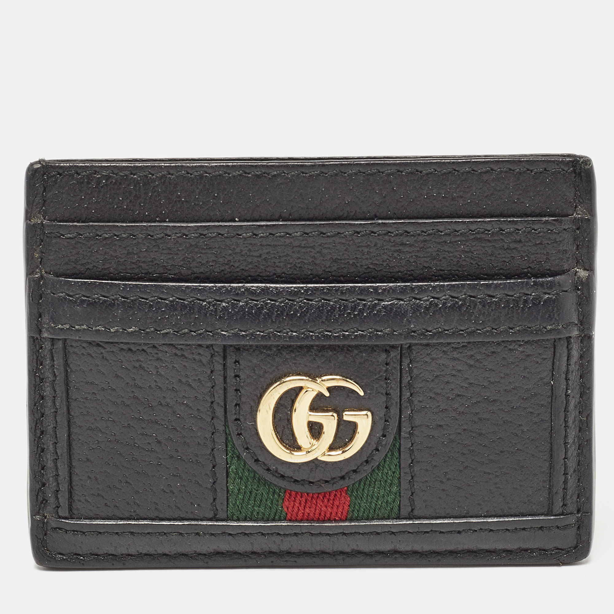 

Gucci Black Leather Ophidia Web Card Holder