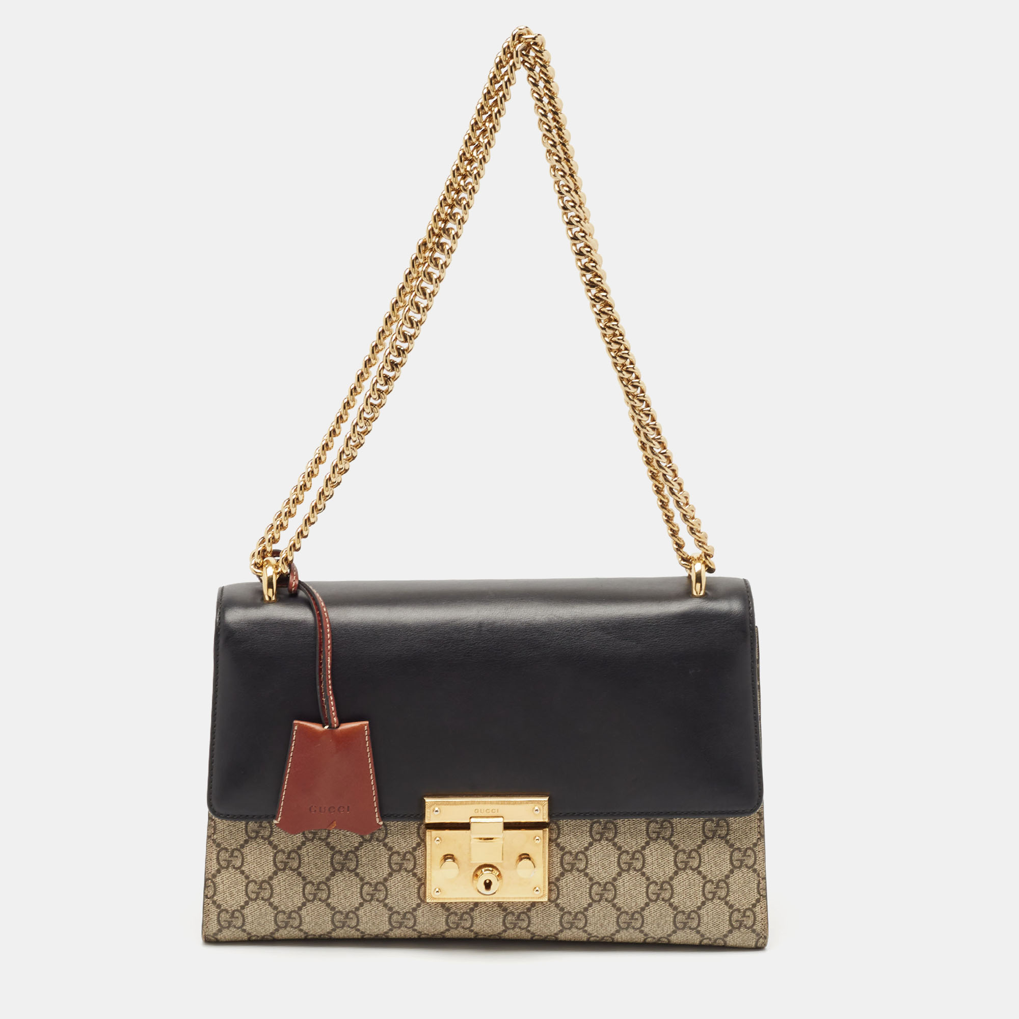 

Gucci Tricolor GG Supreme Canvas and Leather  Padlock Shoulder Bag, Multicolor