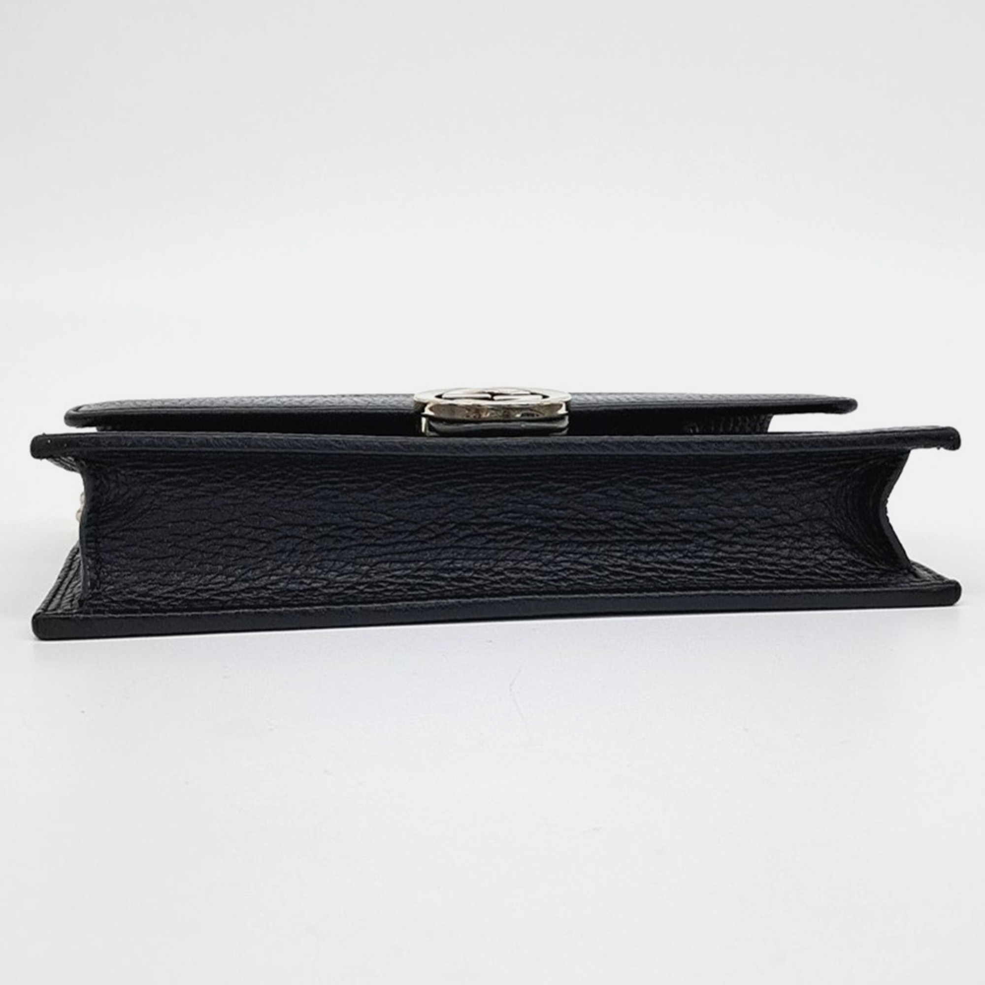 Gucci Black Leather Interlocking Chain Crossbody Bag 