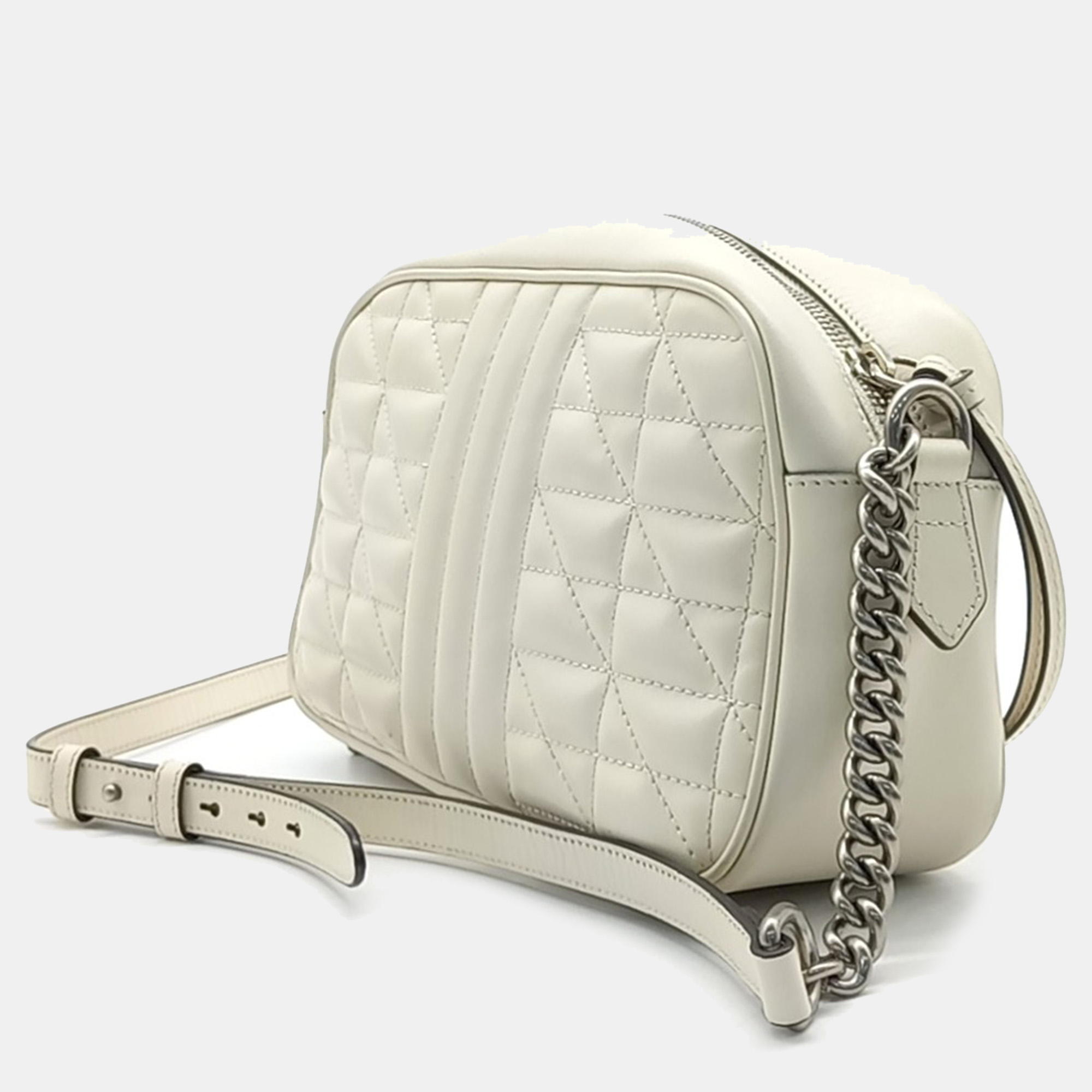 Gucci White Leather Marmont Crossbody Bag 