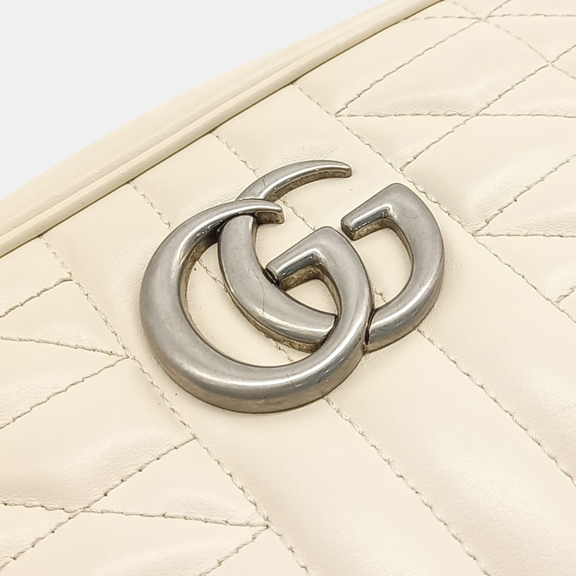 Gucci White Leather Marmont Crossbody Bag 
