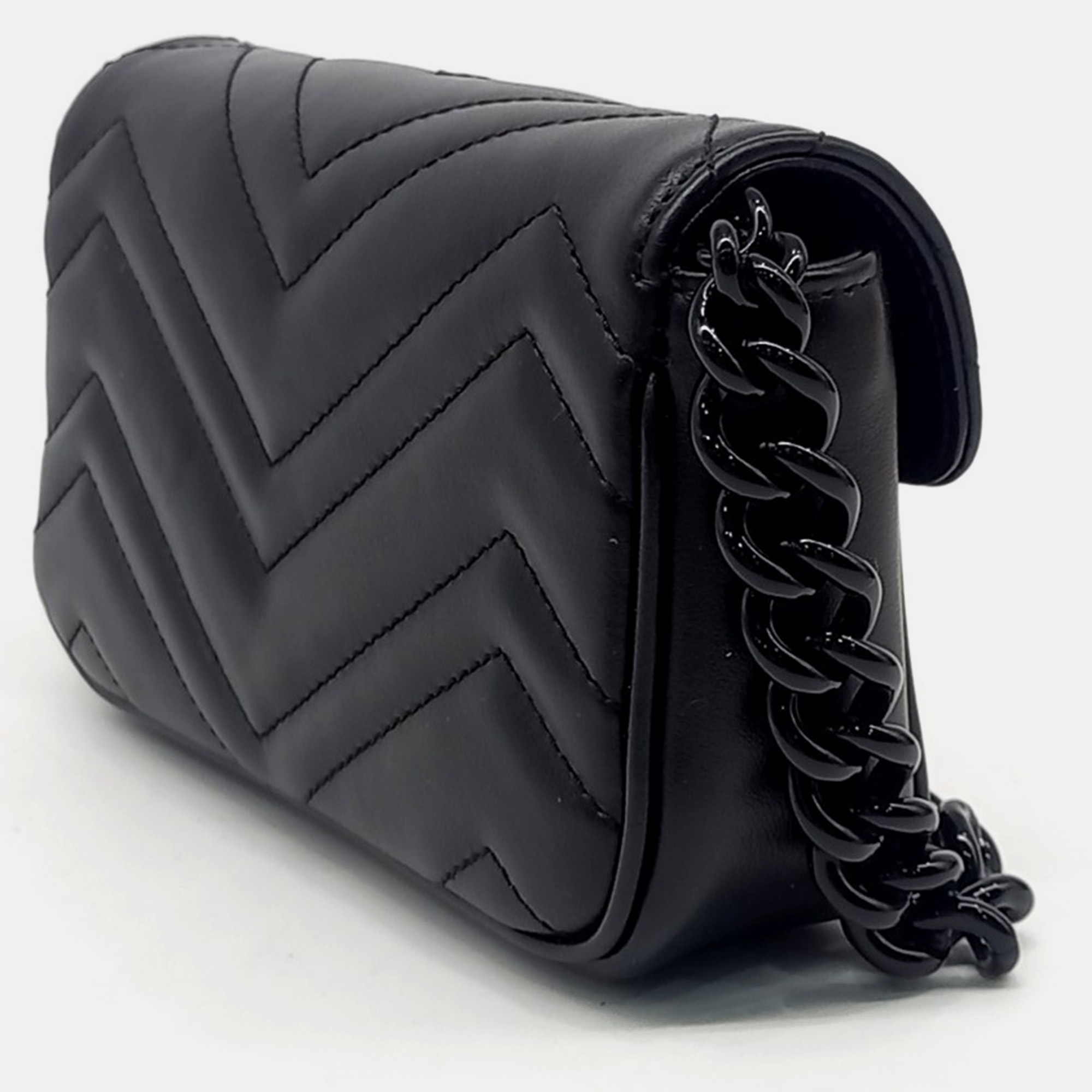 Gucci Black Leather GG Marmont belt bag 