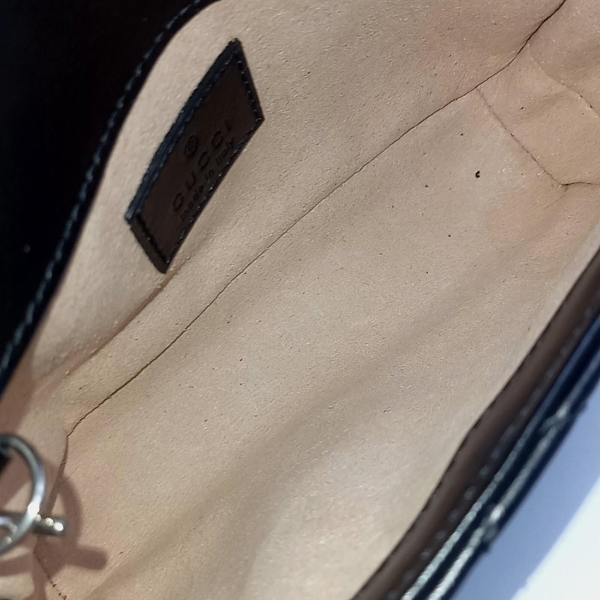 Gucci Black Leather GG Marmont belt bag 