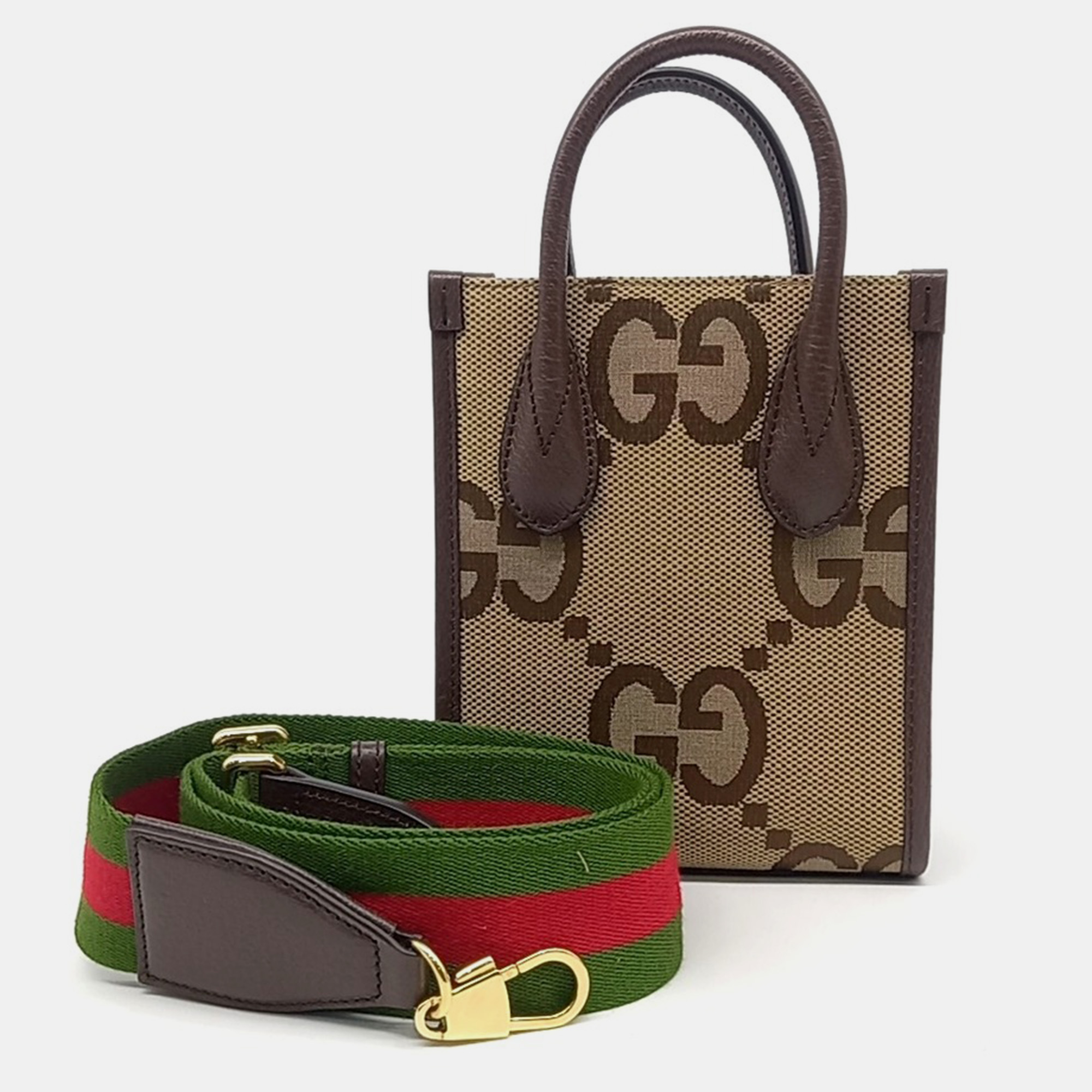 

Gucci Brown Coated Canvas Jumbo GG Mini Tote Bag