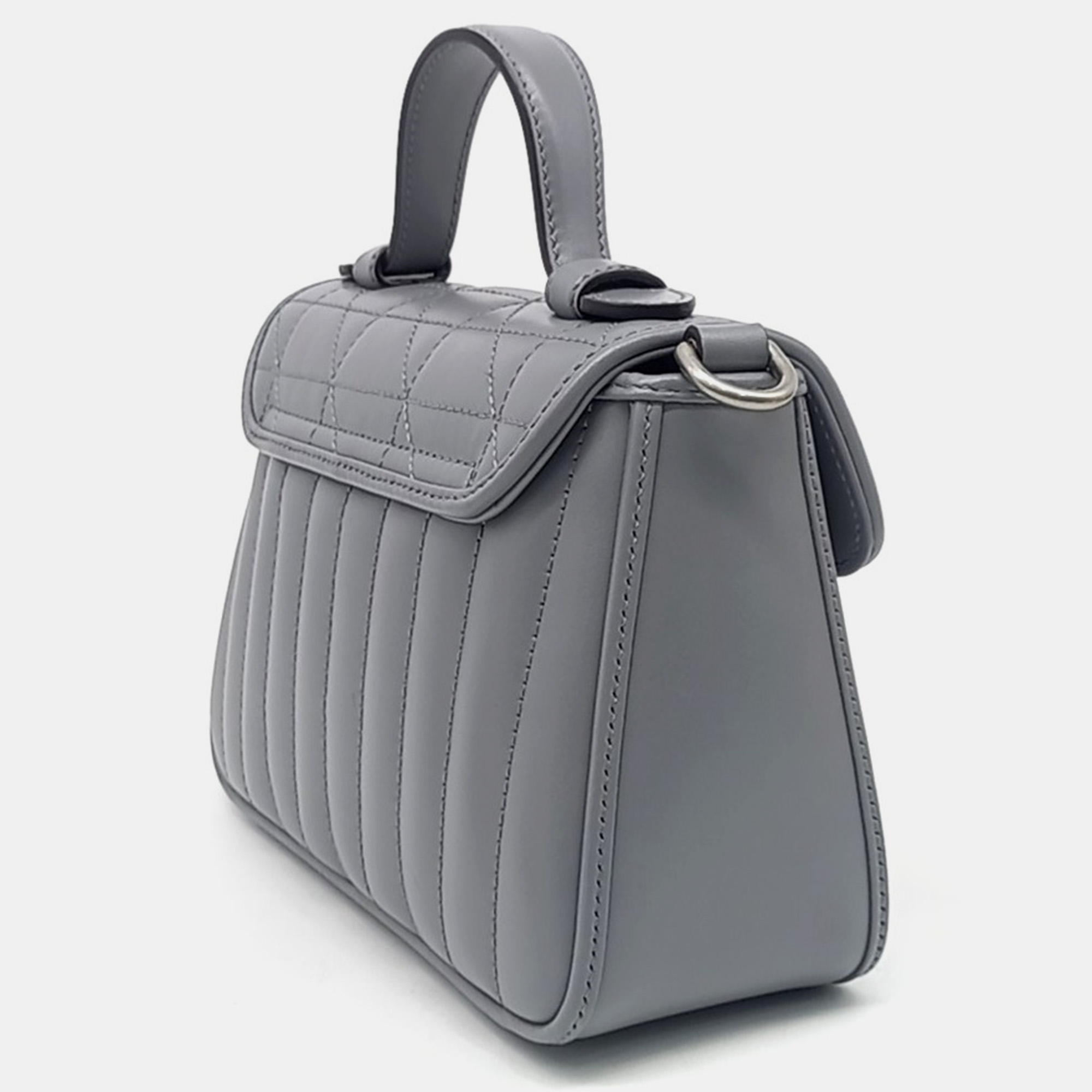 Gucci Grey Leather GG Marmont Mini Top Handle Bag 