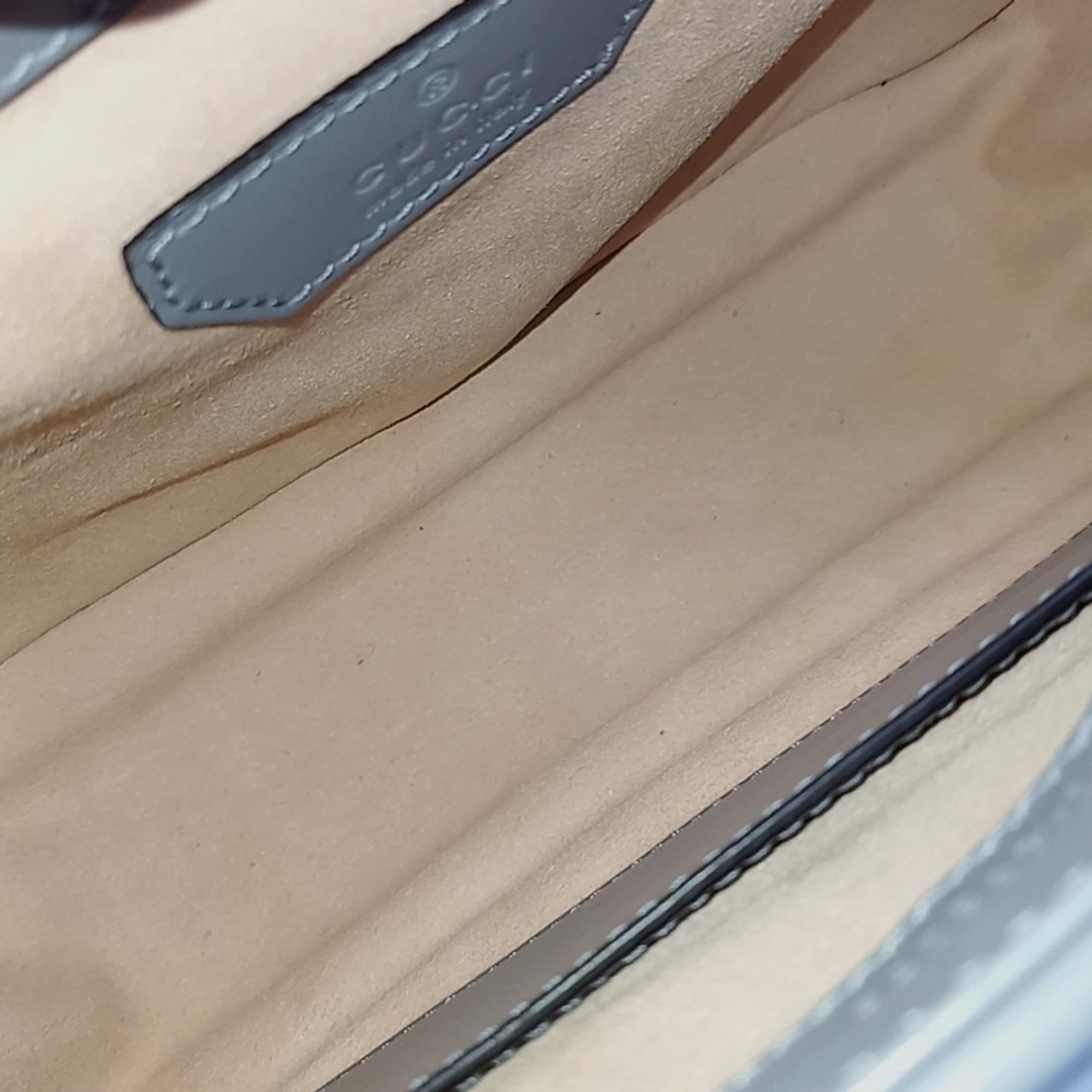 Gucci Grey Leather GG Marmont Mini Top Handle Bag 