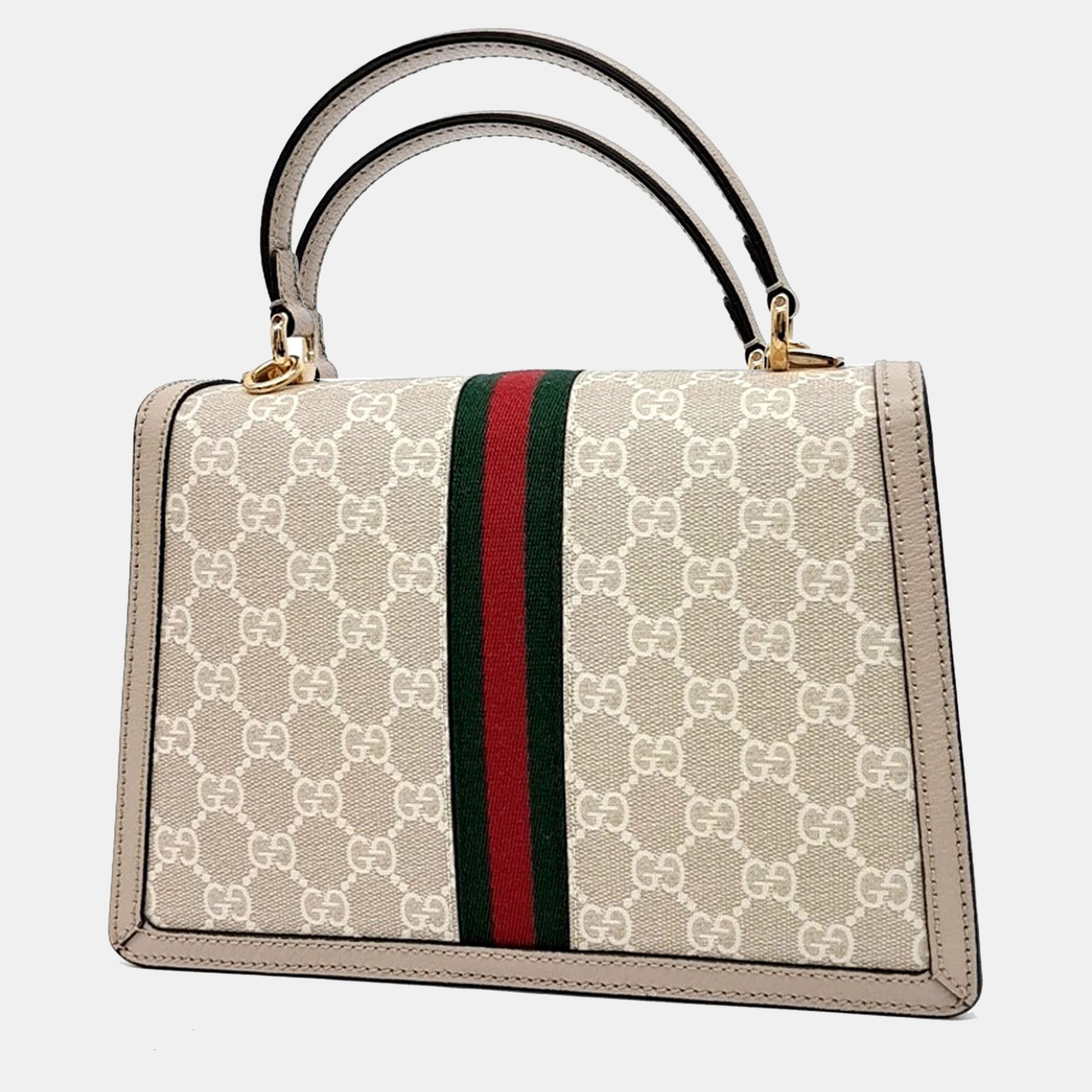 Gucci Beige PVC Ophidia Top Handle Bag 