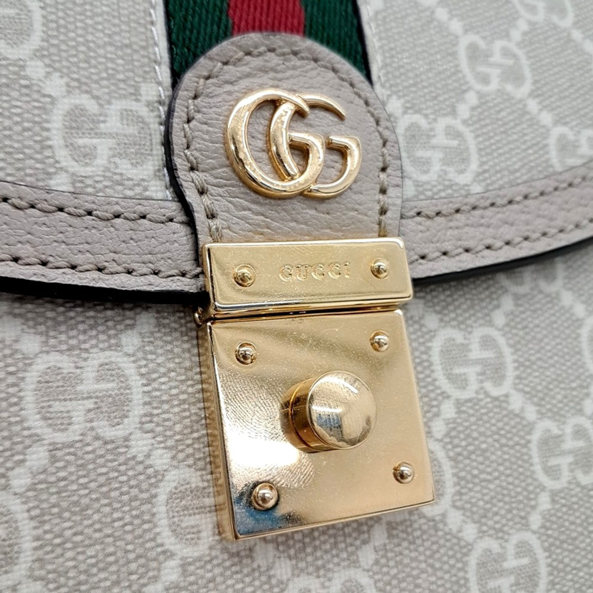 Gucci Beige PVC Ophidia Top Handle Bag 