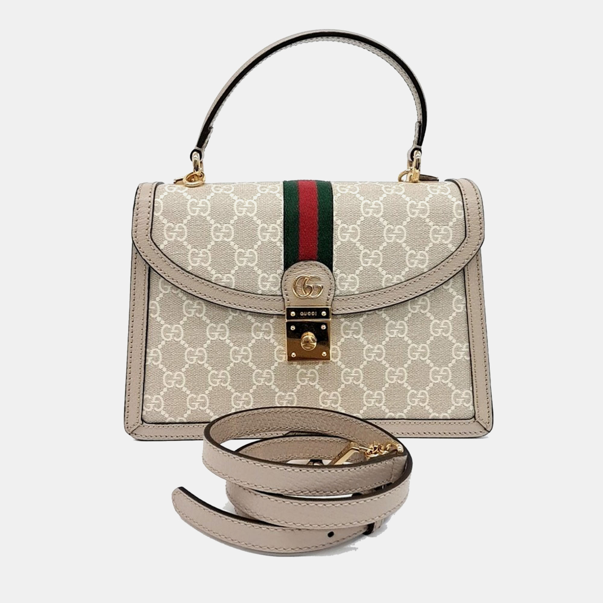 

Gucci Beige PVC Ophidia Top Handle Bag