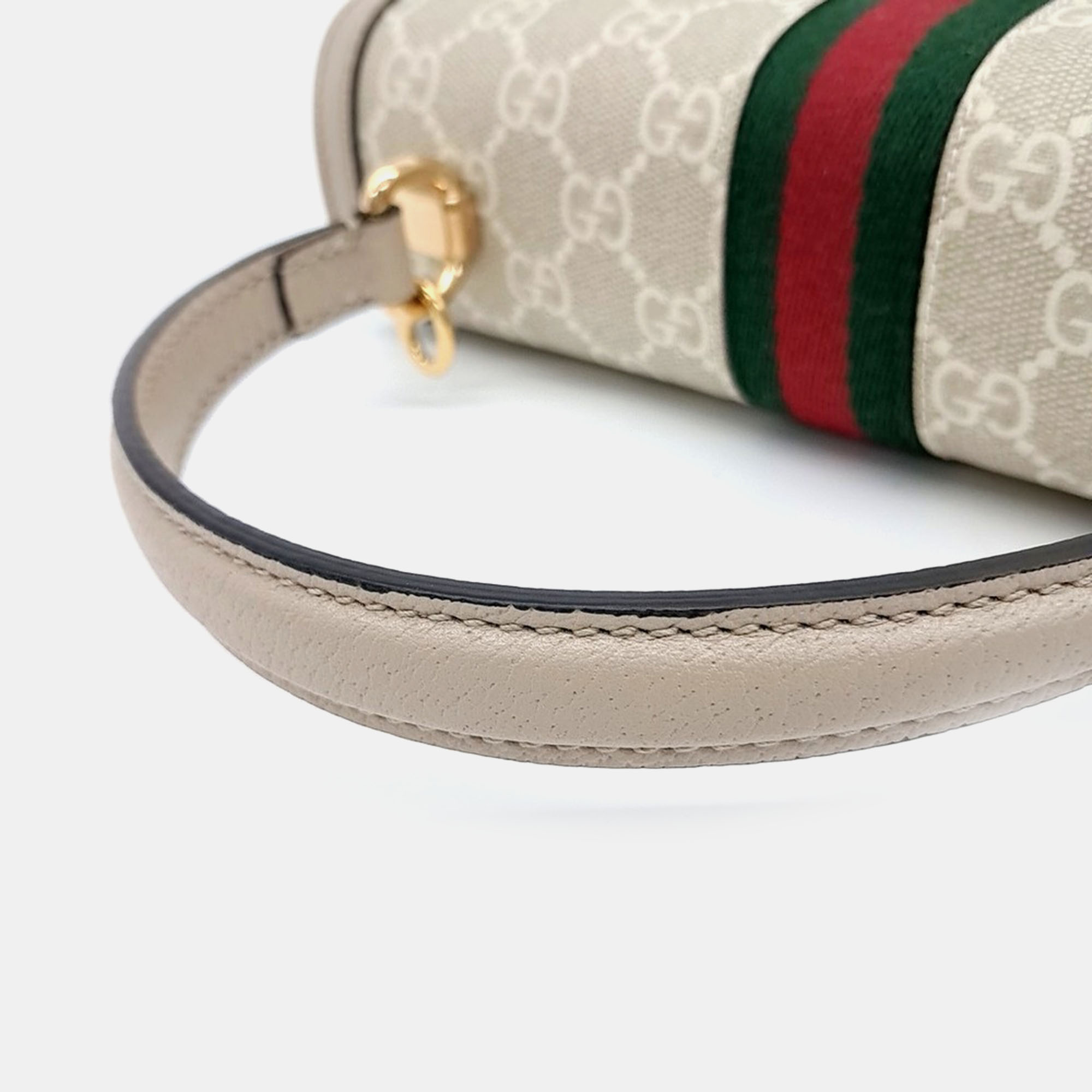 Gucci Beige PVC Ophidia Top Handle Bag 