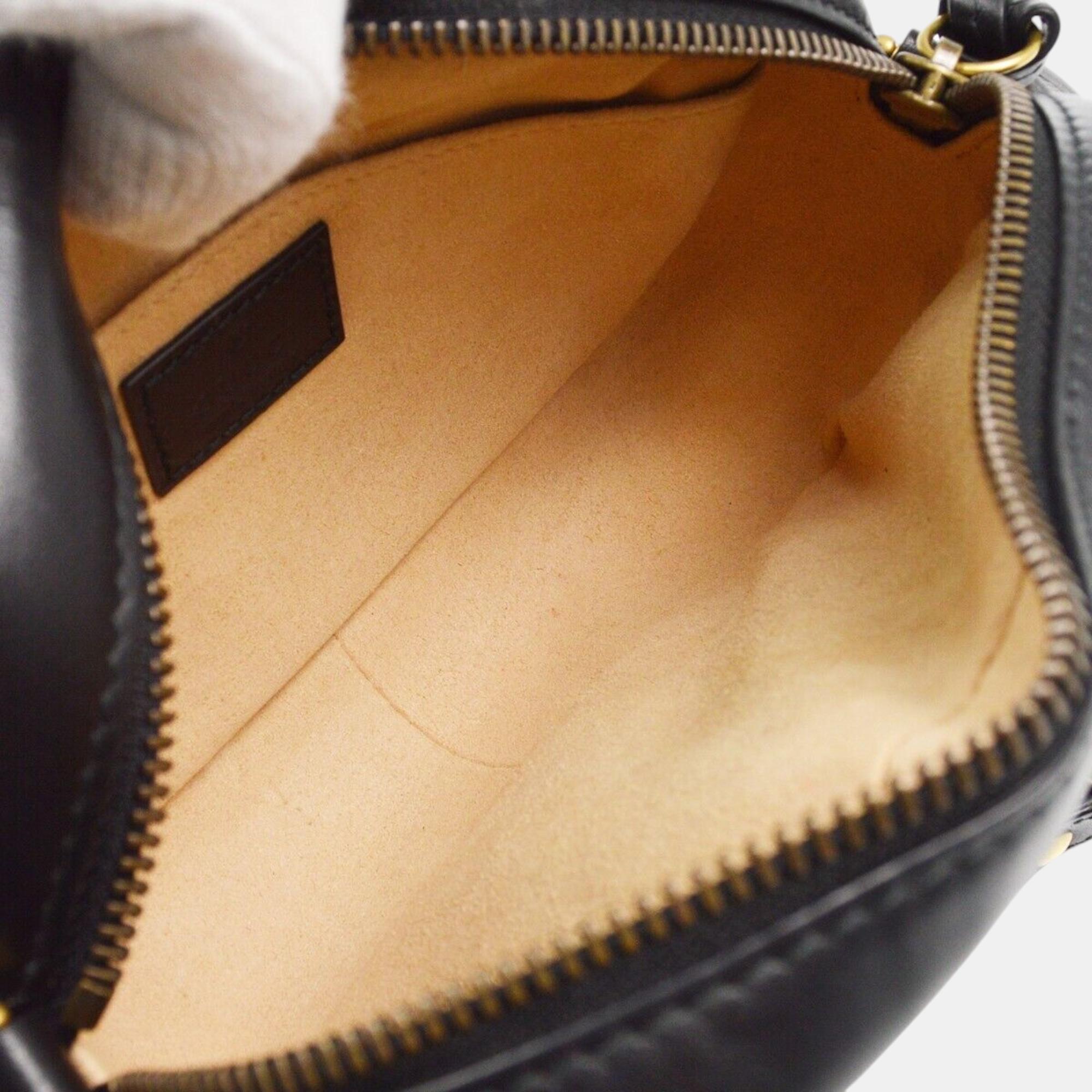 Gucci Black Leather GG Marmont Crossbody Bag 