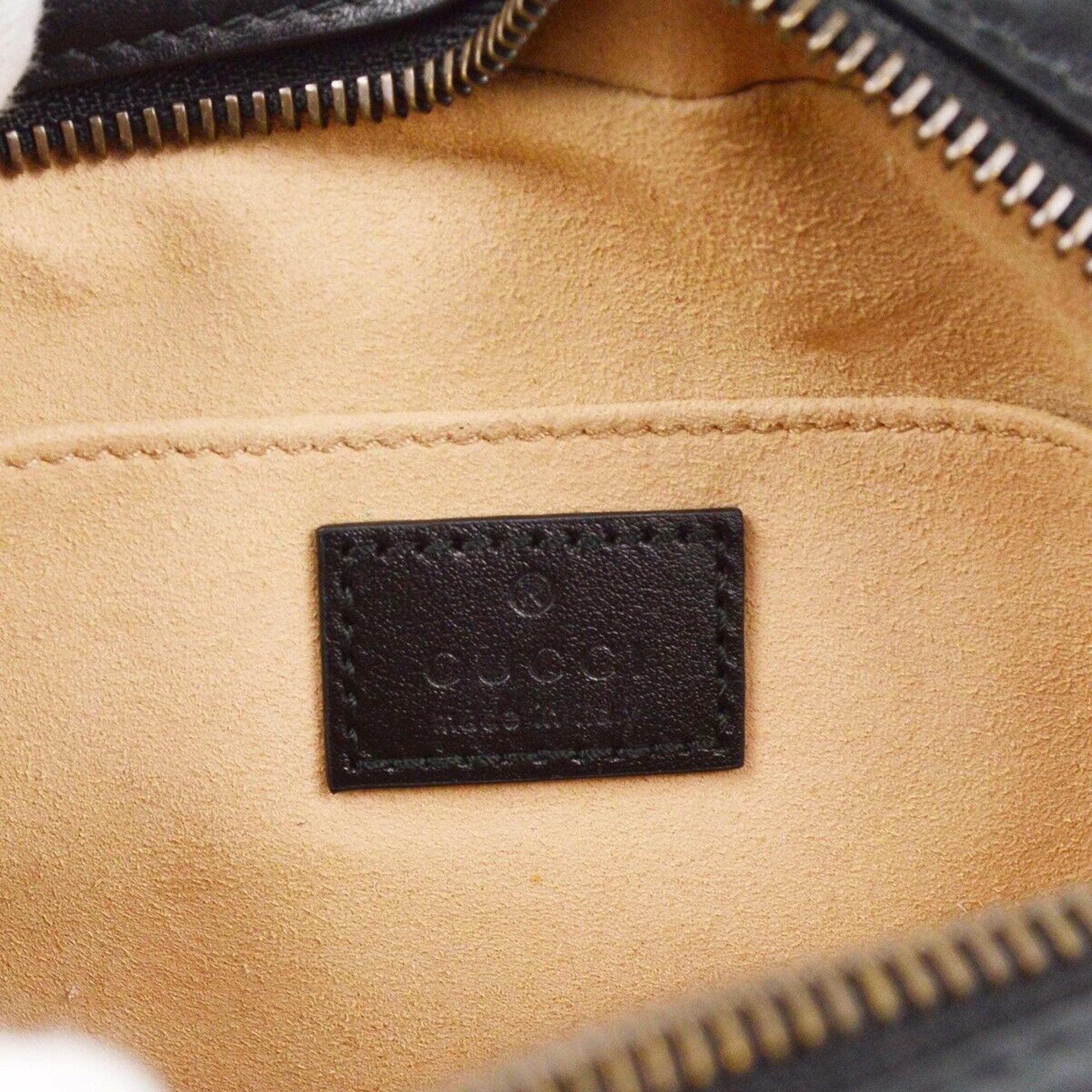 Gucci Black Leather GG Marmont Crossbody Bag 