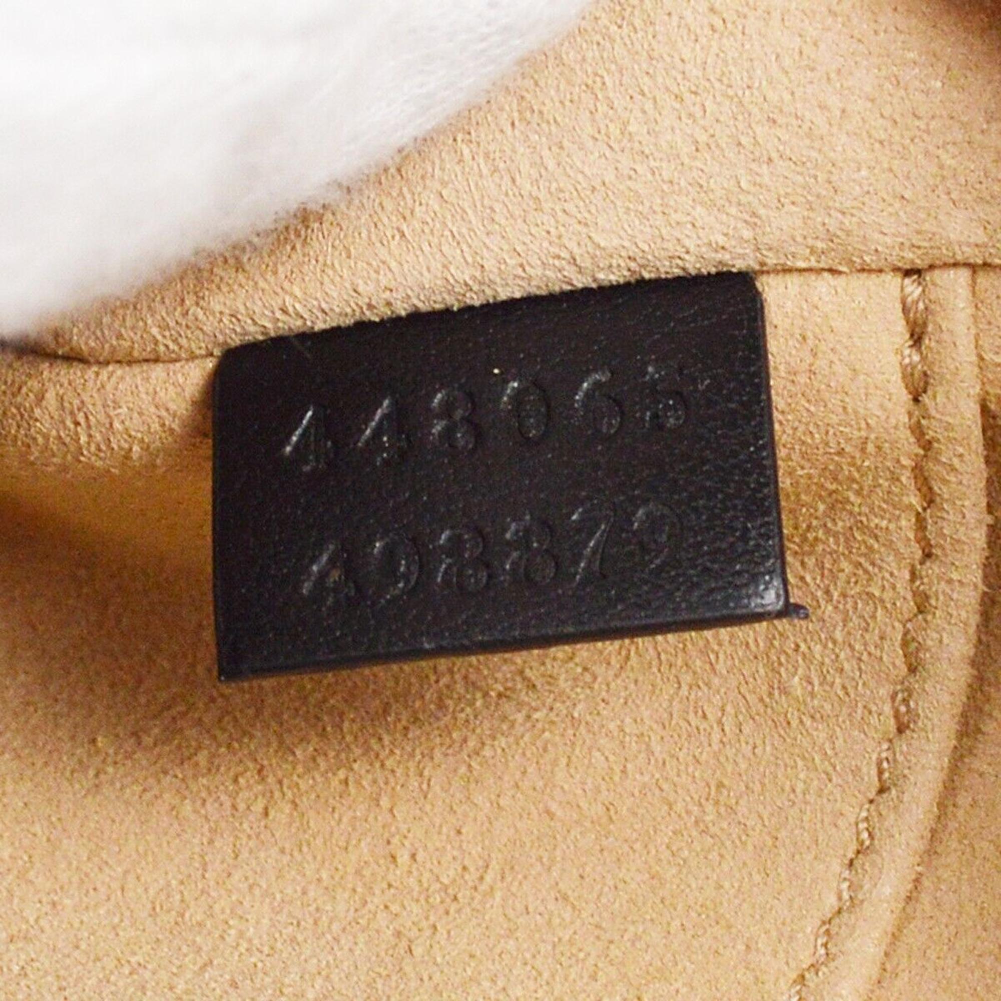 Gucci Black Leather GG Marmont Crossbody Bag 