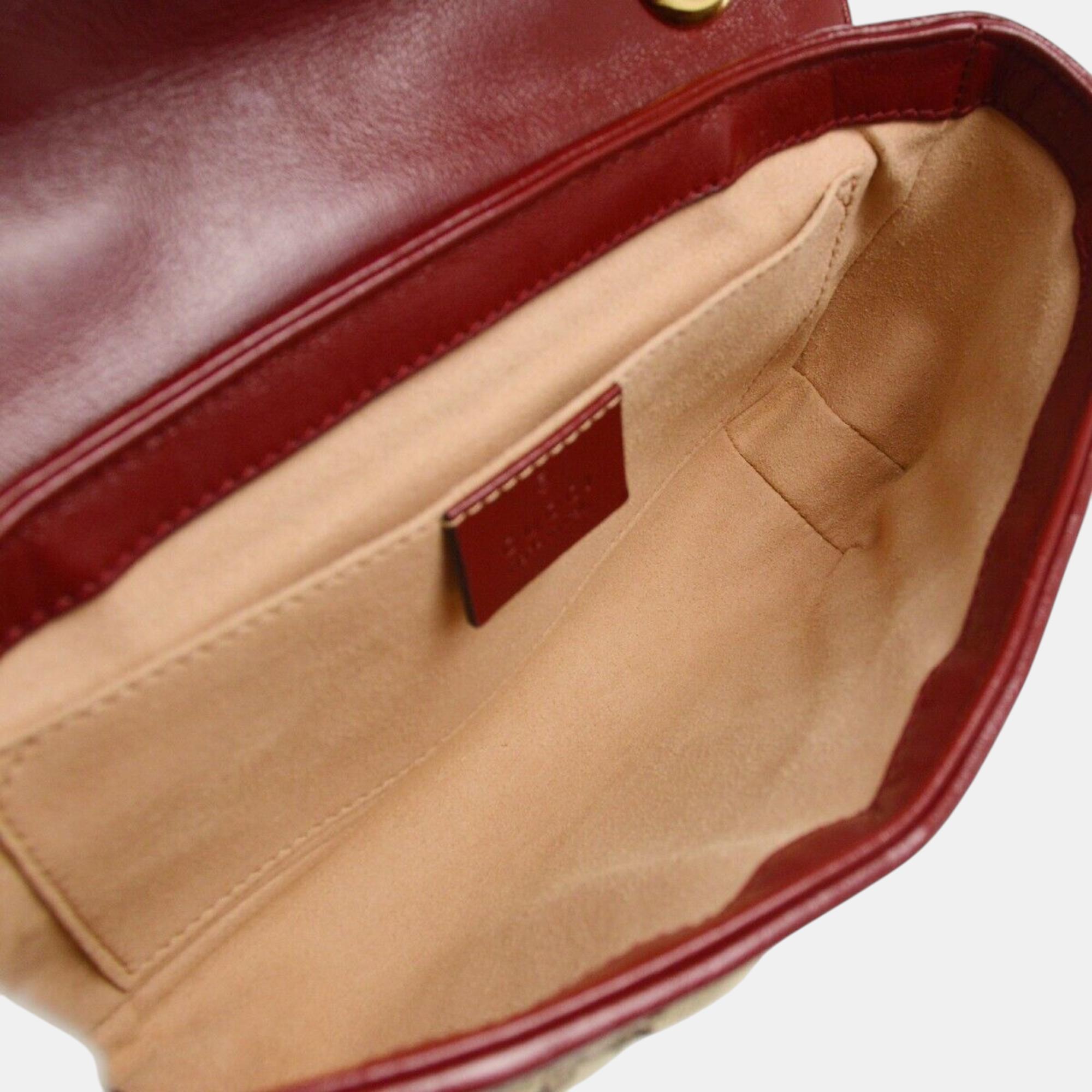 Gucci Beige Red GG Marmont Shoulder Bag 