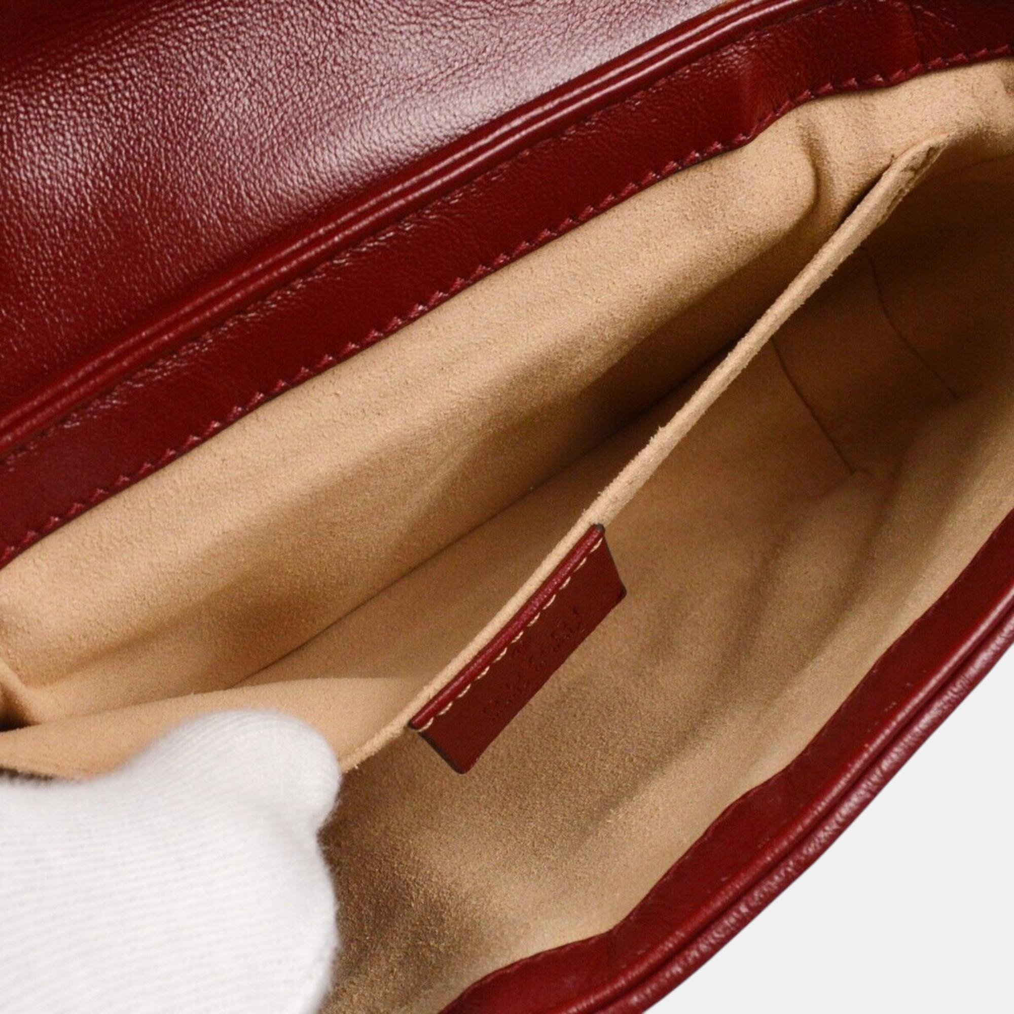 Gucci Beige Red GG Marmont Shoulder Bag 