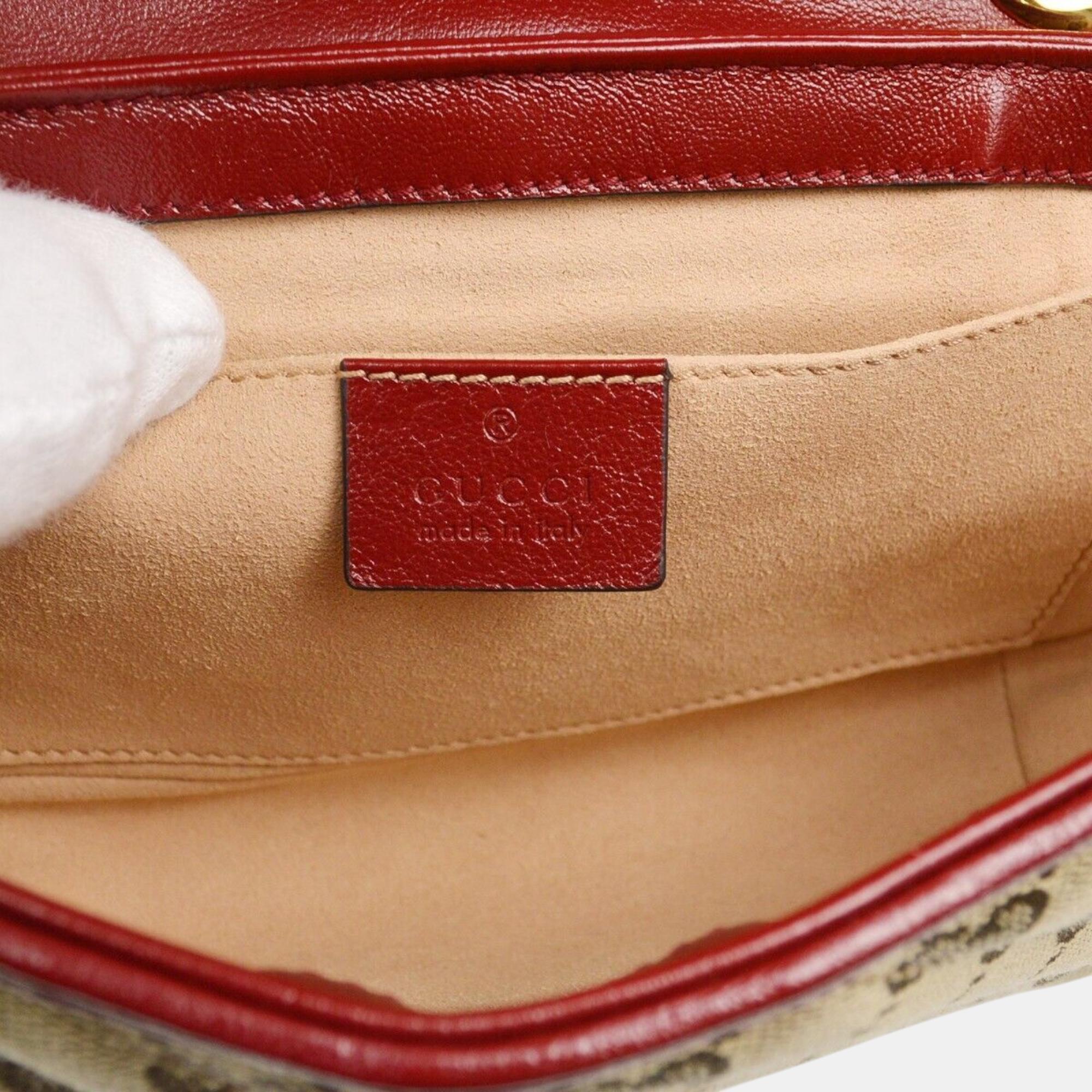 Gucci Beige Red GG Marmont Shoulder Bag 