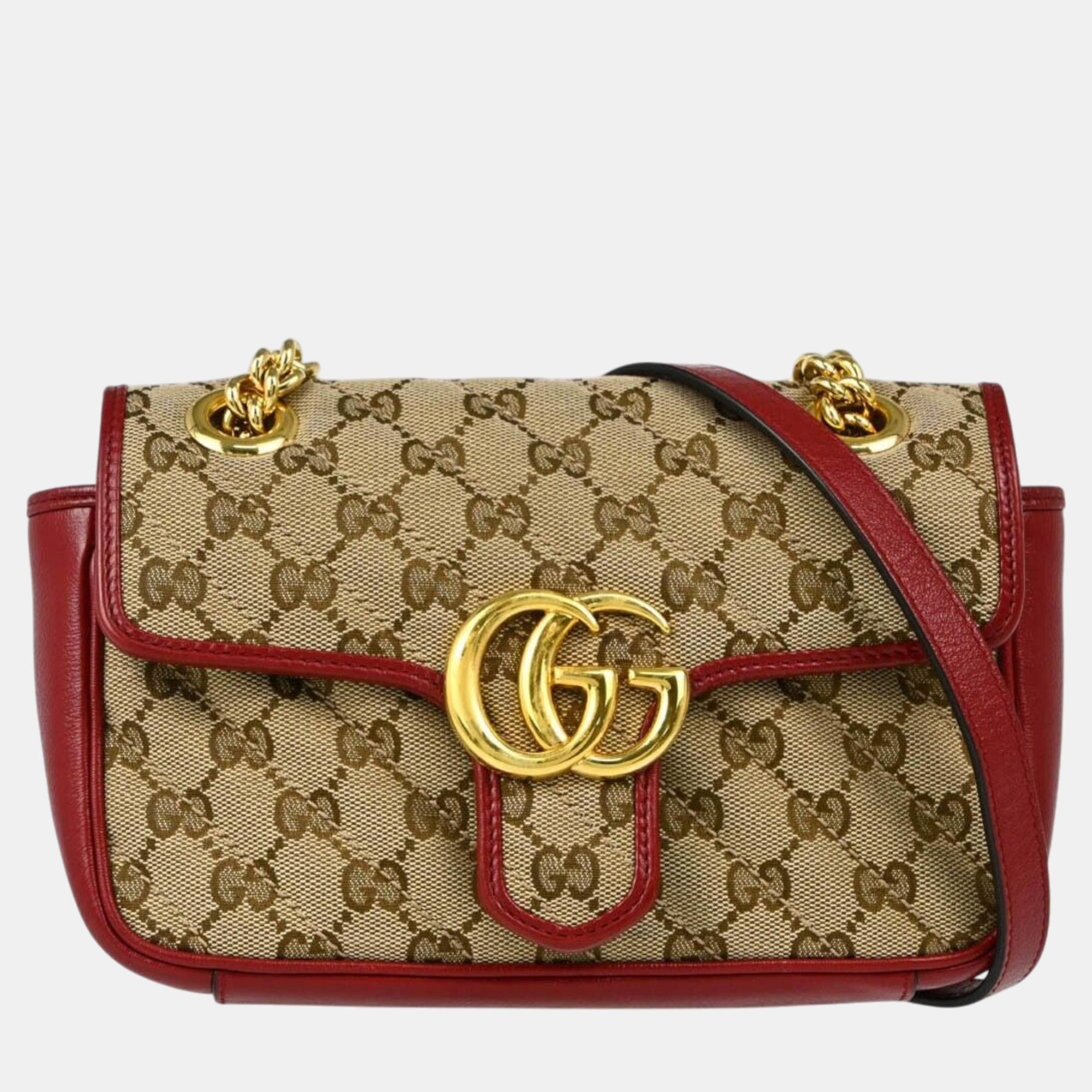 

Gucci Beige Red Marmont Crossbody Bag