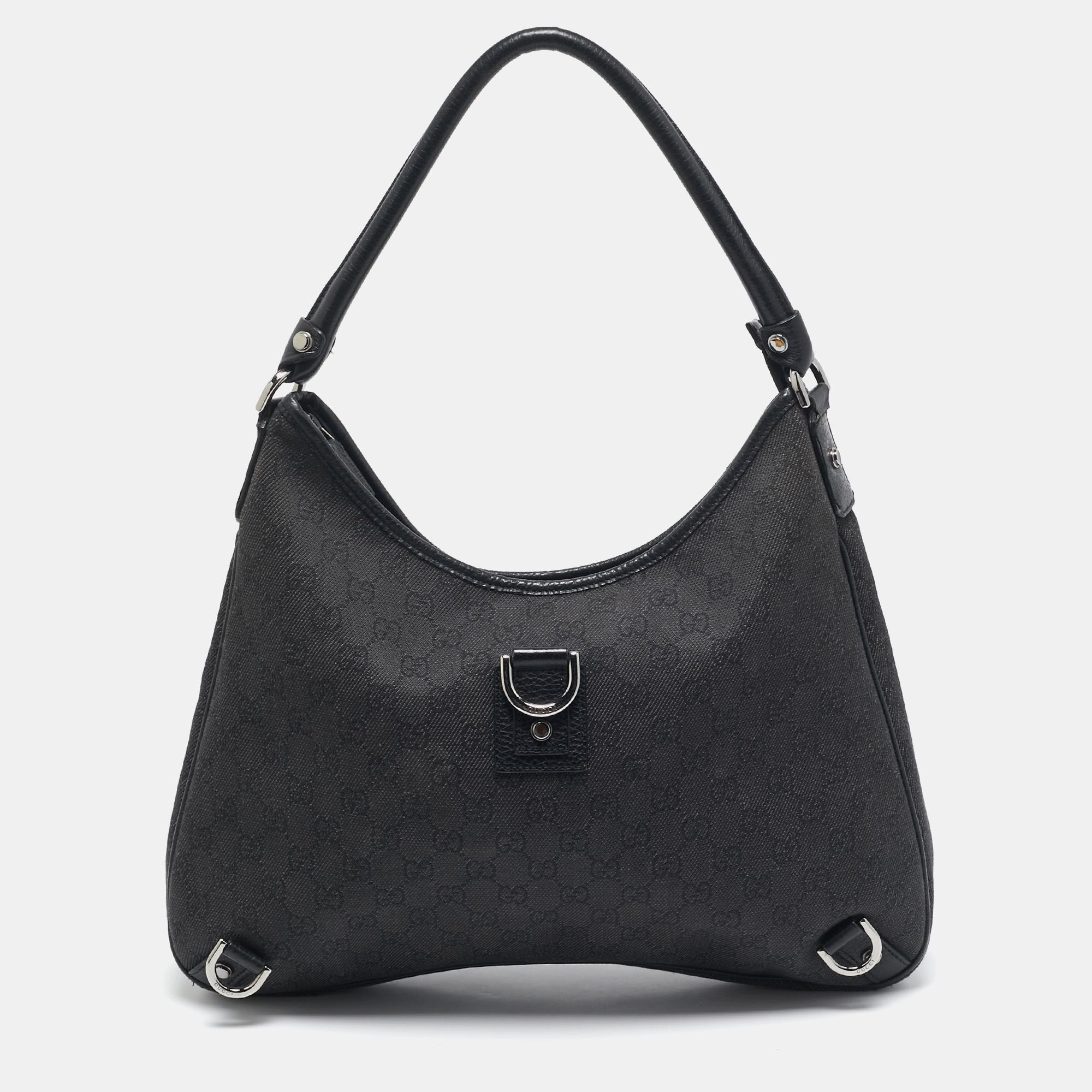 

Gucci Black Canvas  Abbey D-Ring Hobo