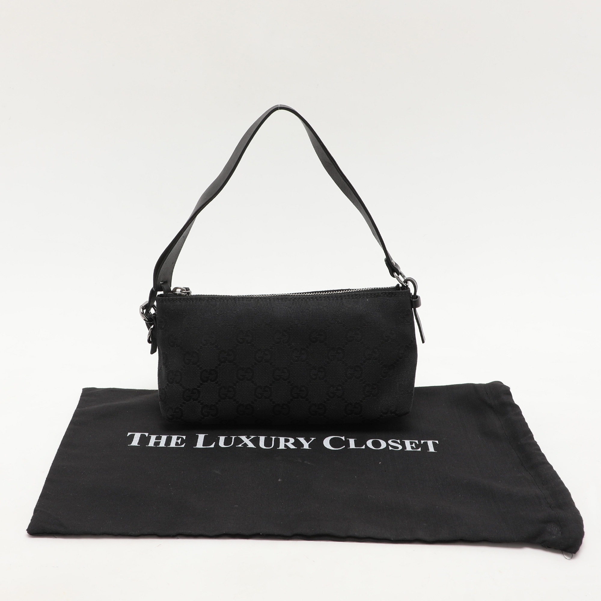 Gucci Black GG Canvas Pochette Bag 