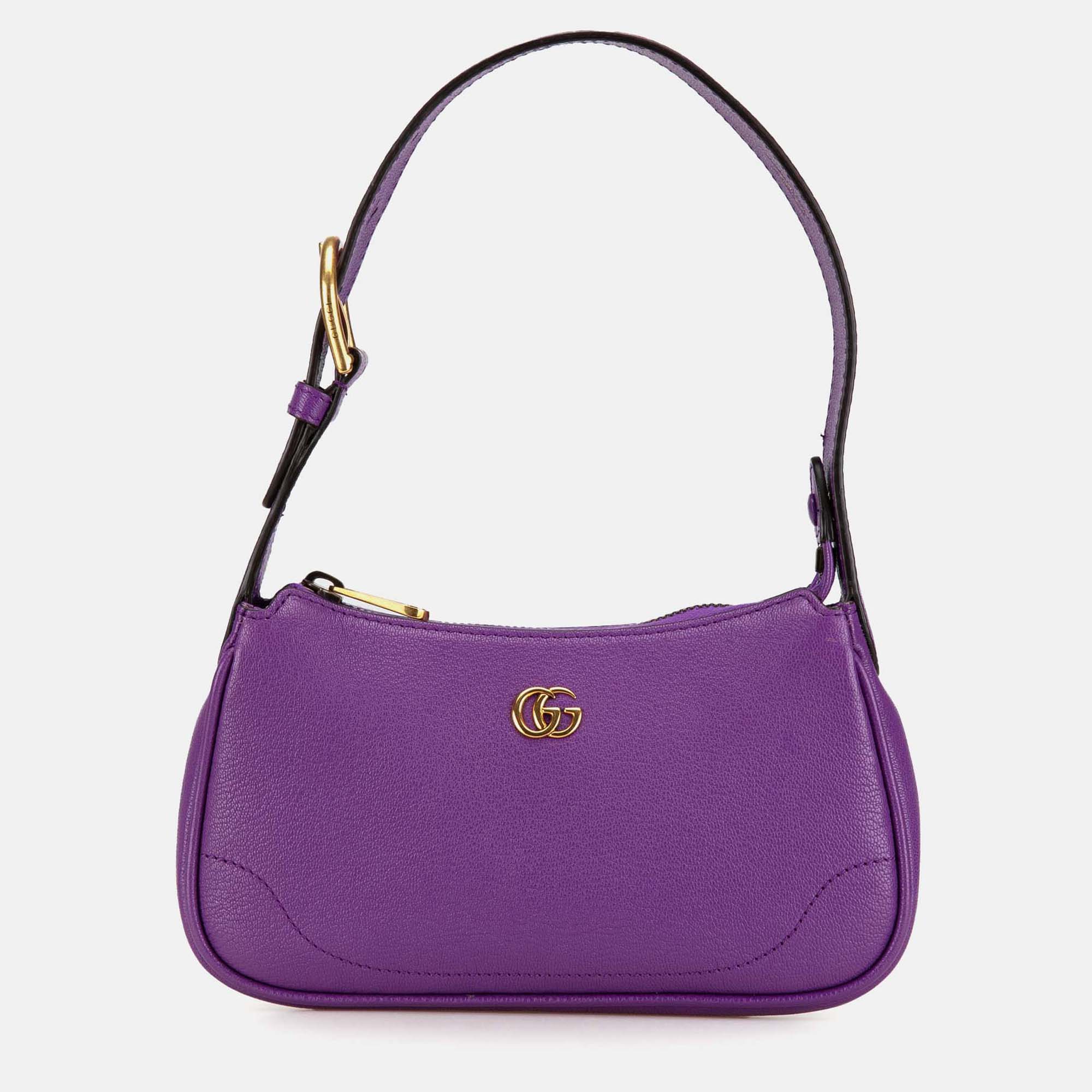 

Gucci Purple Leather Mini Aphrodite Shoulder Bag