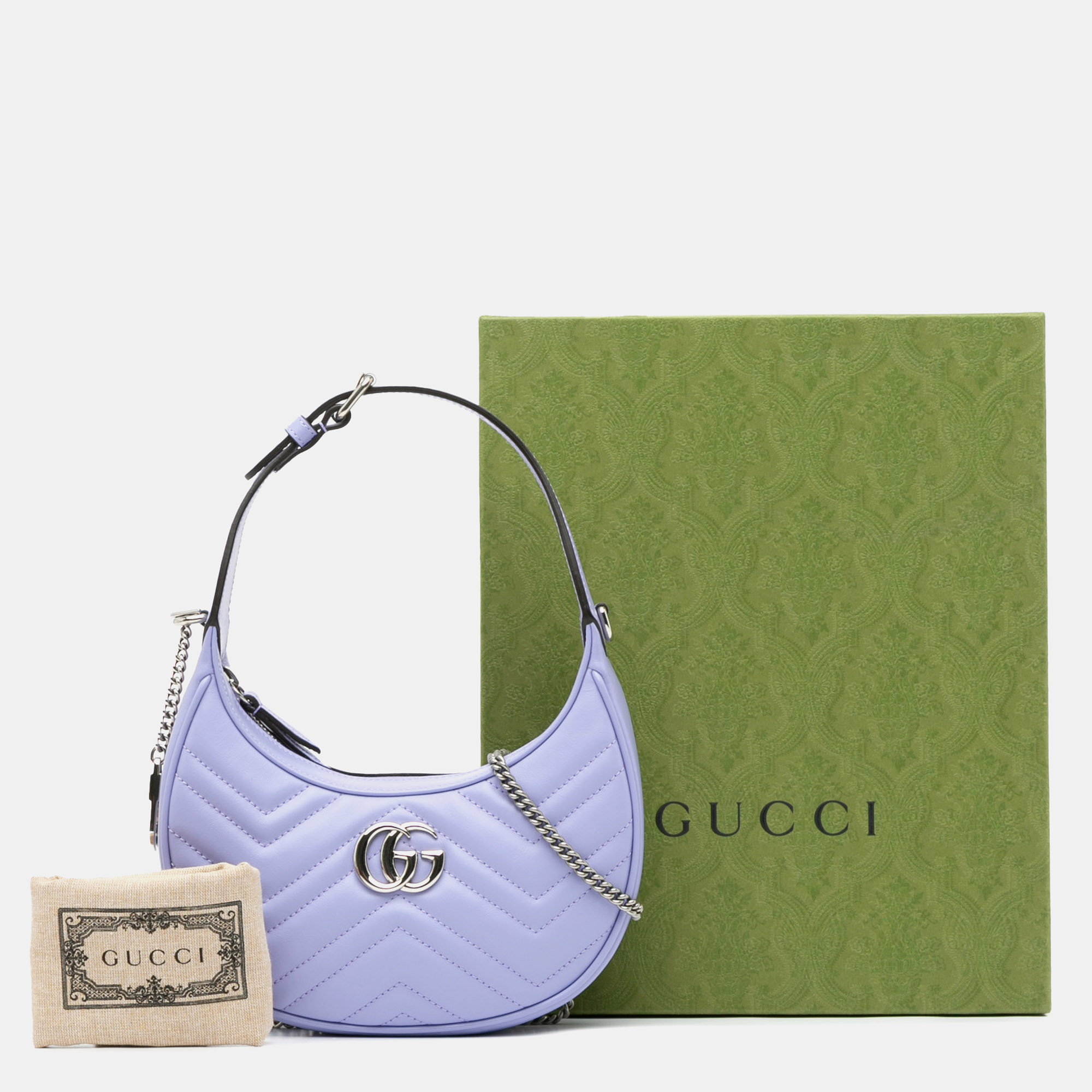 Gucci Purple Mini GG Marmont Half Moon Bag 