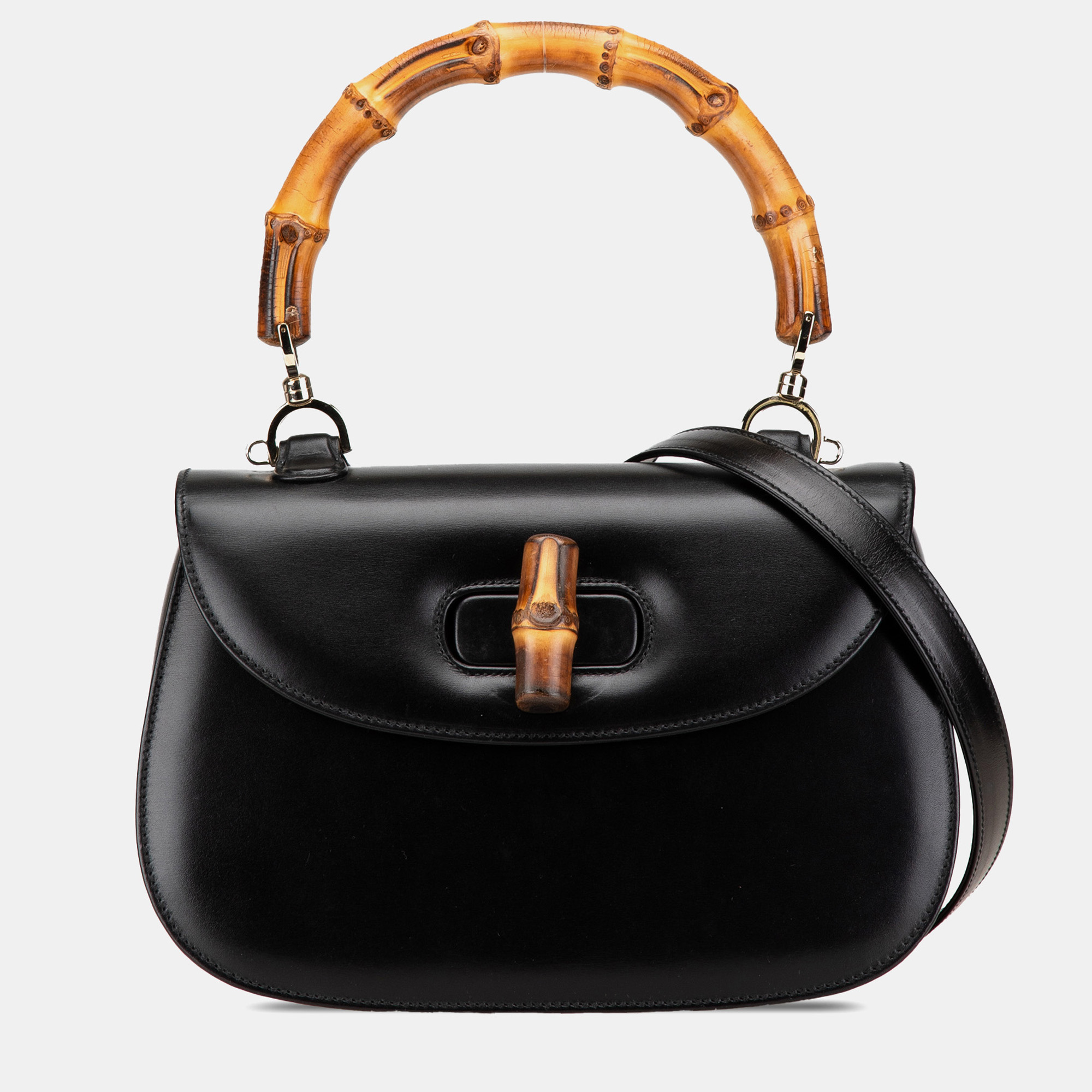 

Gucci Black Calfskin Bamboo Night Bag