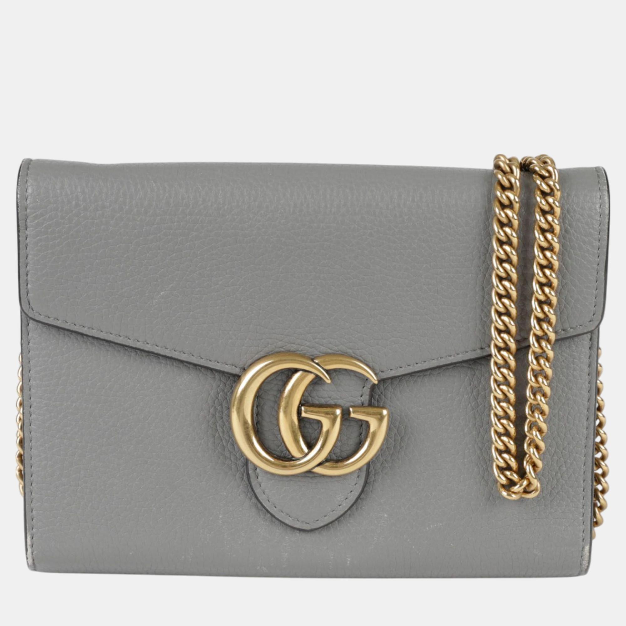 

Gucci GG Marmont Chain Shoulder And Cross Bag, Grey