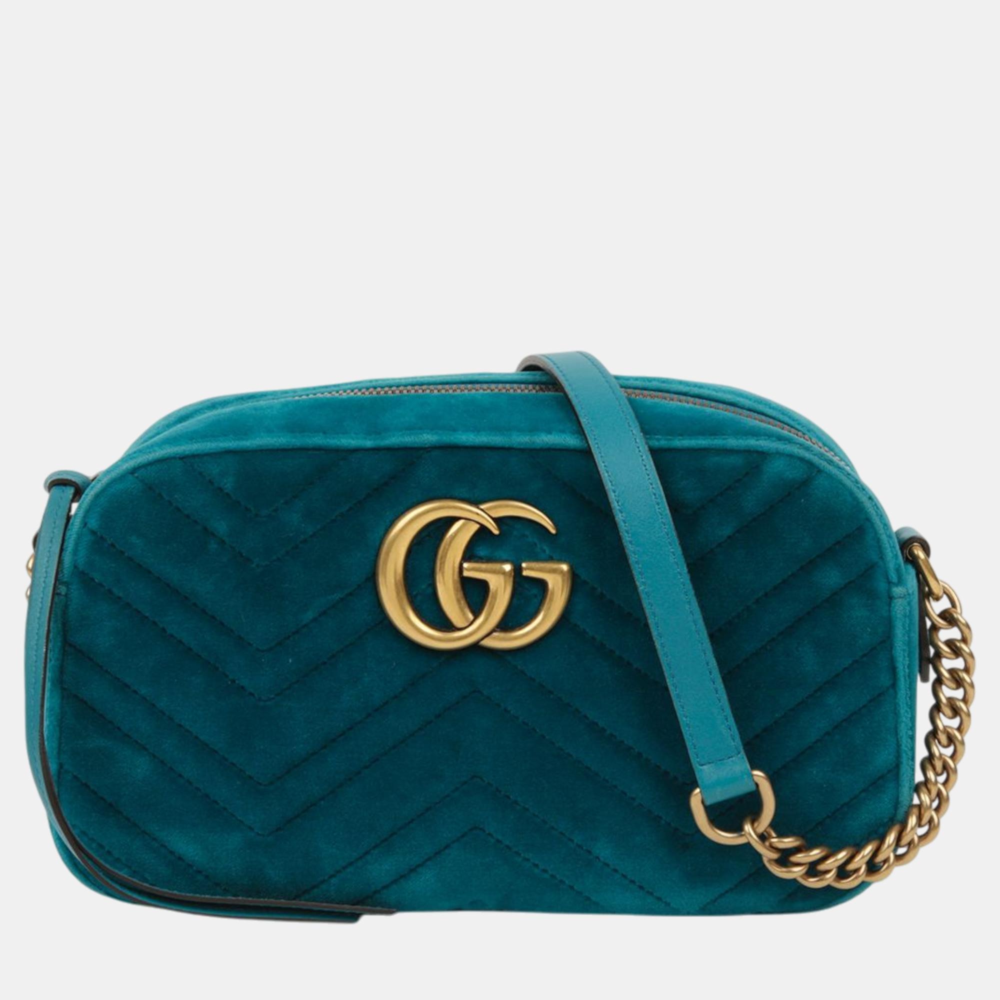 

Gucci GG Marmont Small Shoulder And Cross Bag, Blue