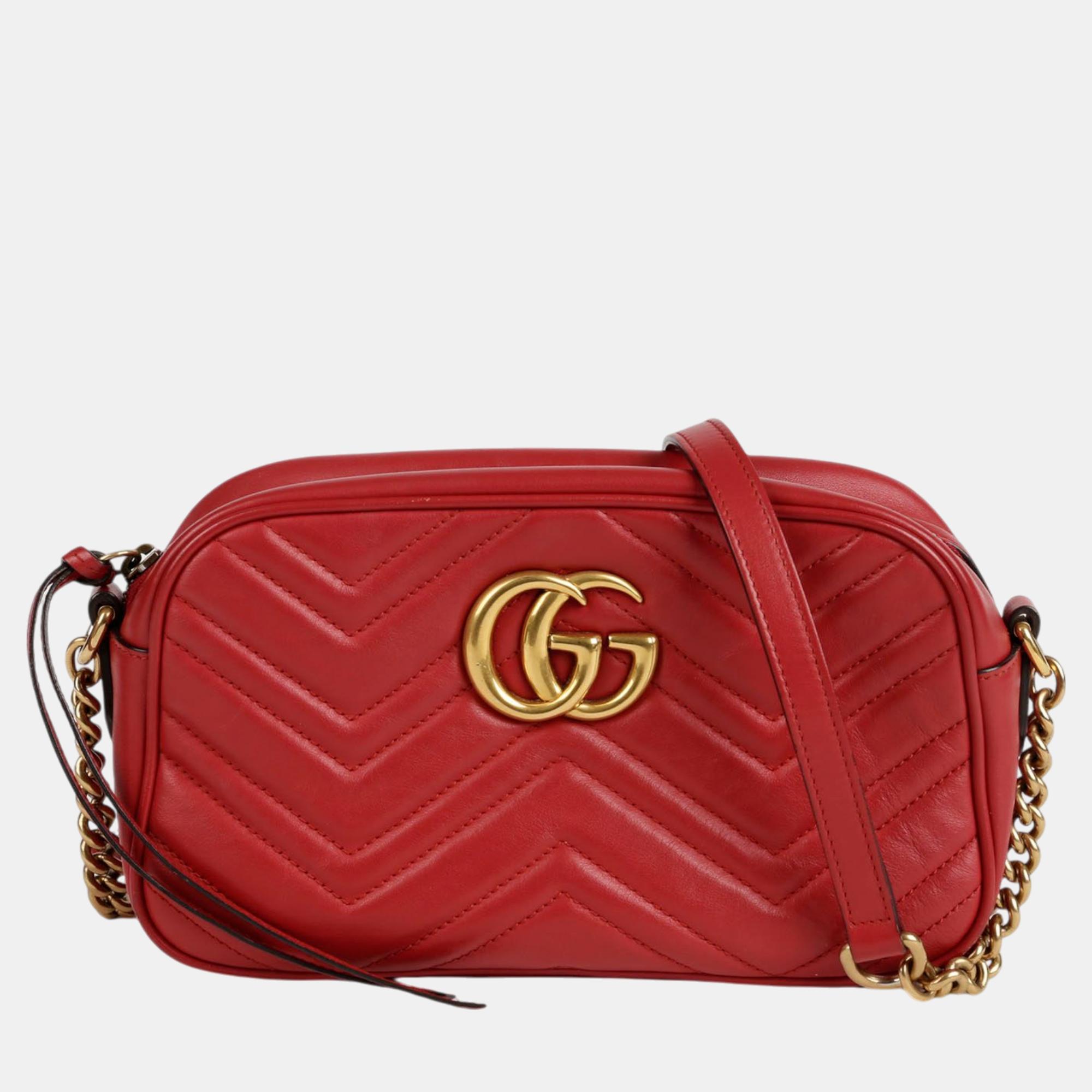 

Gucci GG Marmont Small Shoulder And Cross Bag, Red