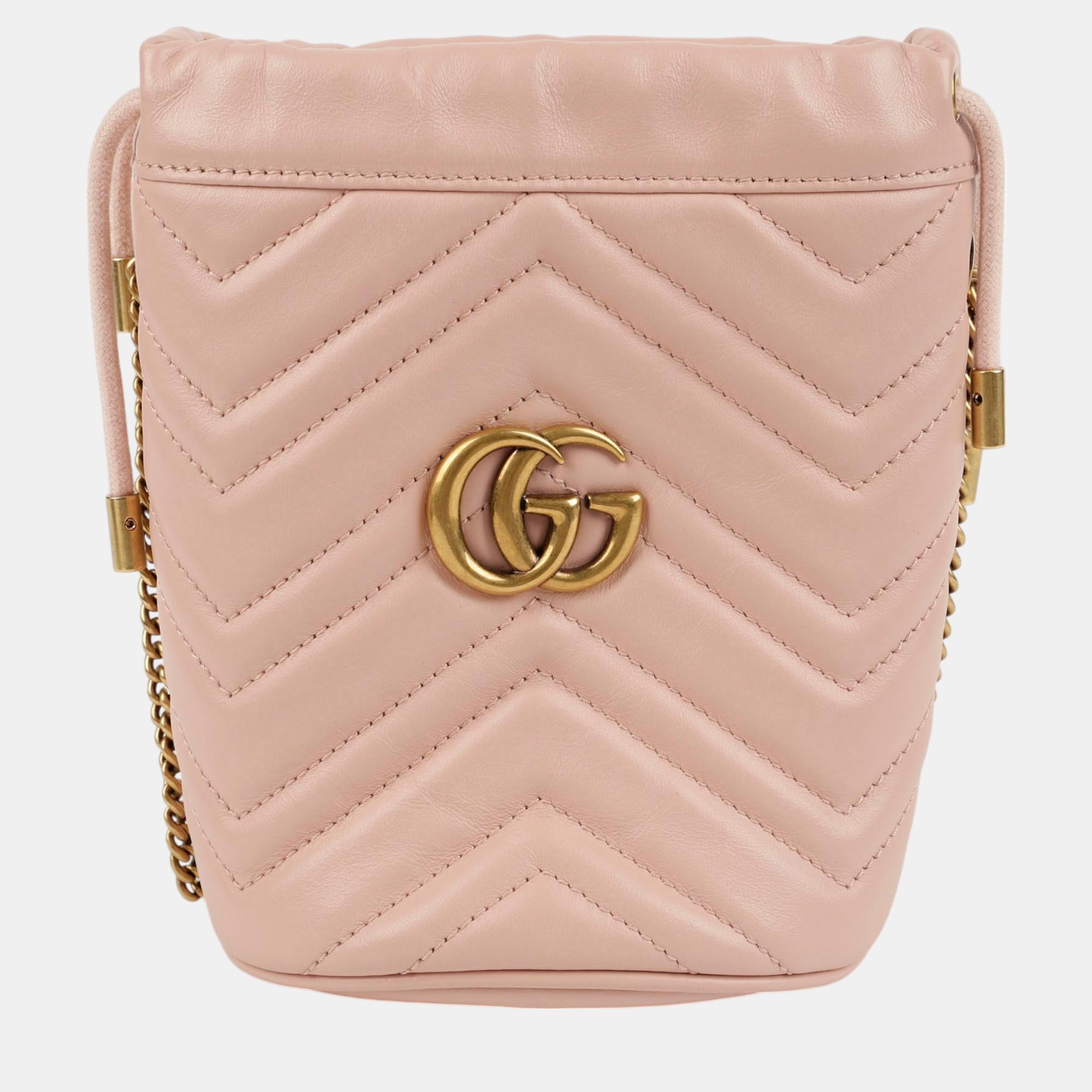 

Gucci GG Marmont Mini Bucket Shoulder And Crossbag, Pink