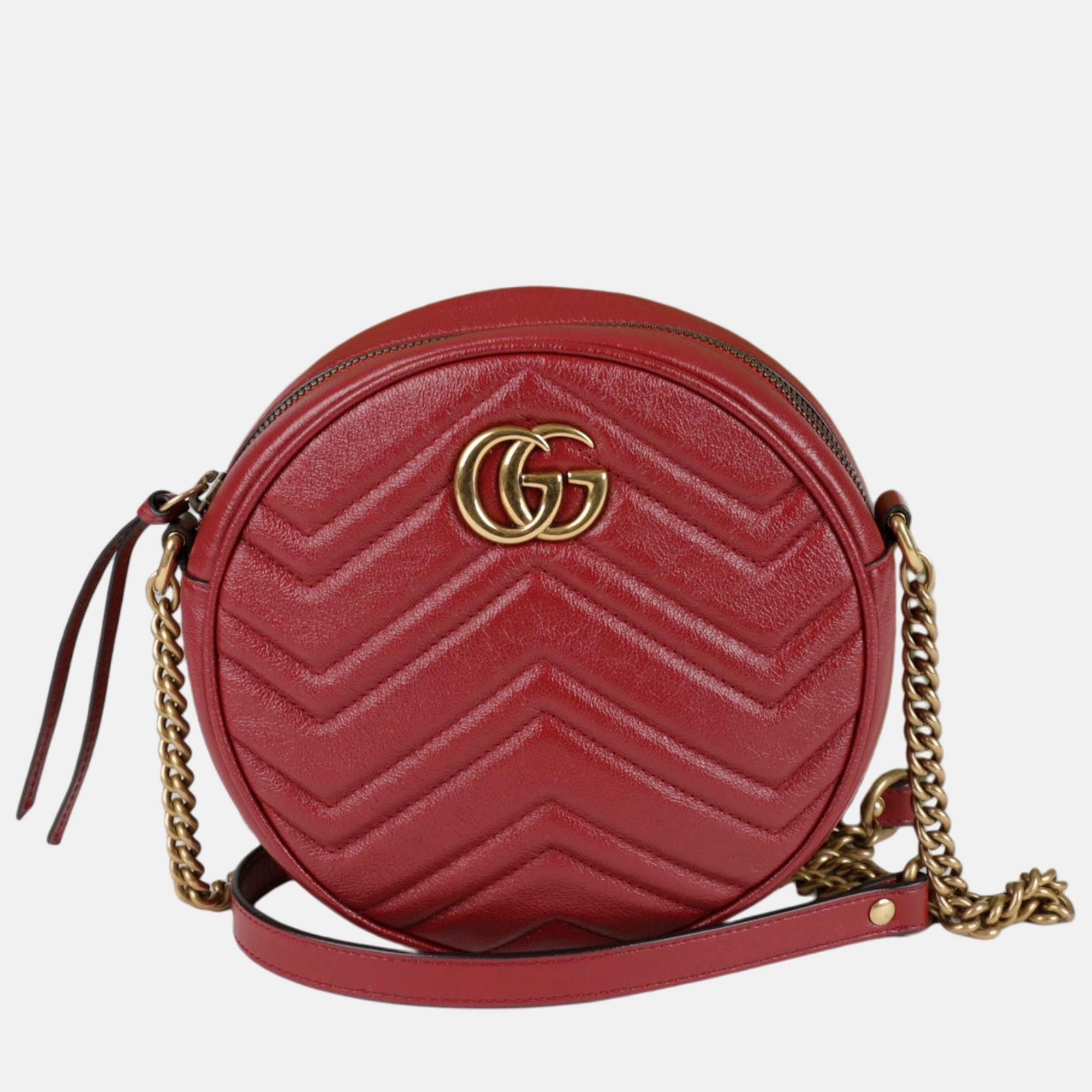 

Gucci GG Marmont Round Shoulder And Cross Bag, Red