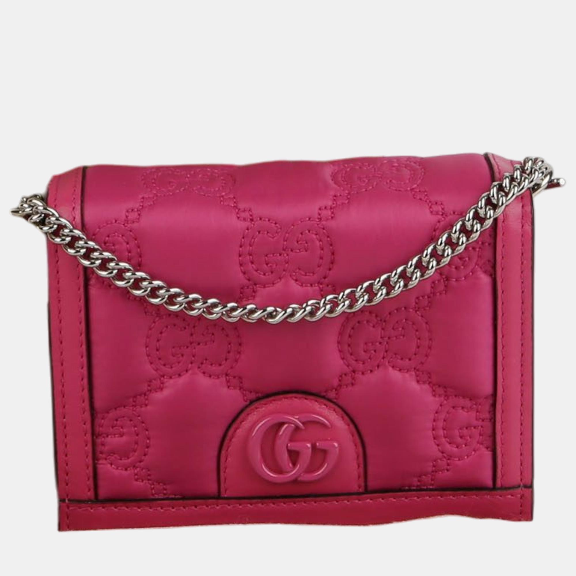 

Gucci Mini Fuchsia Pink Nylon Messenger Tote And Cross Bag