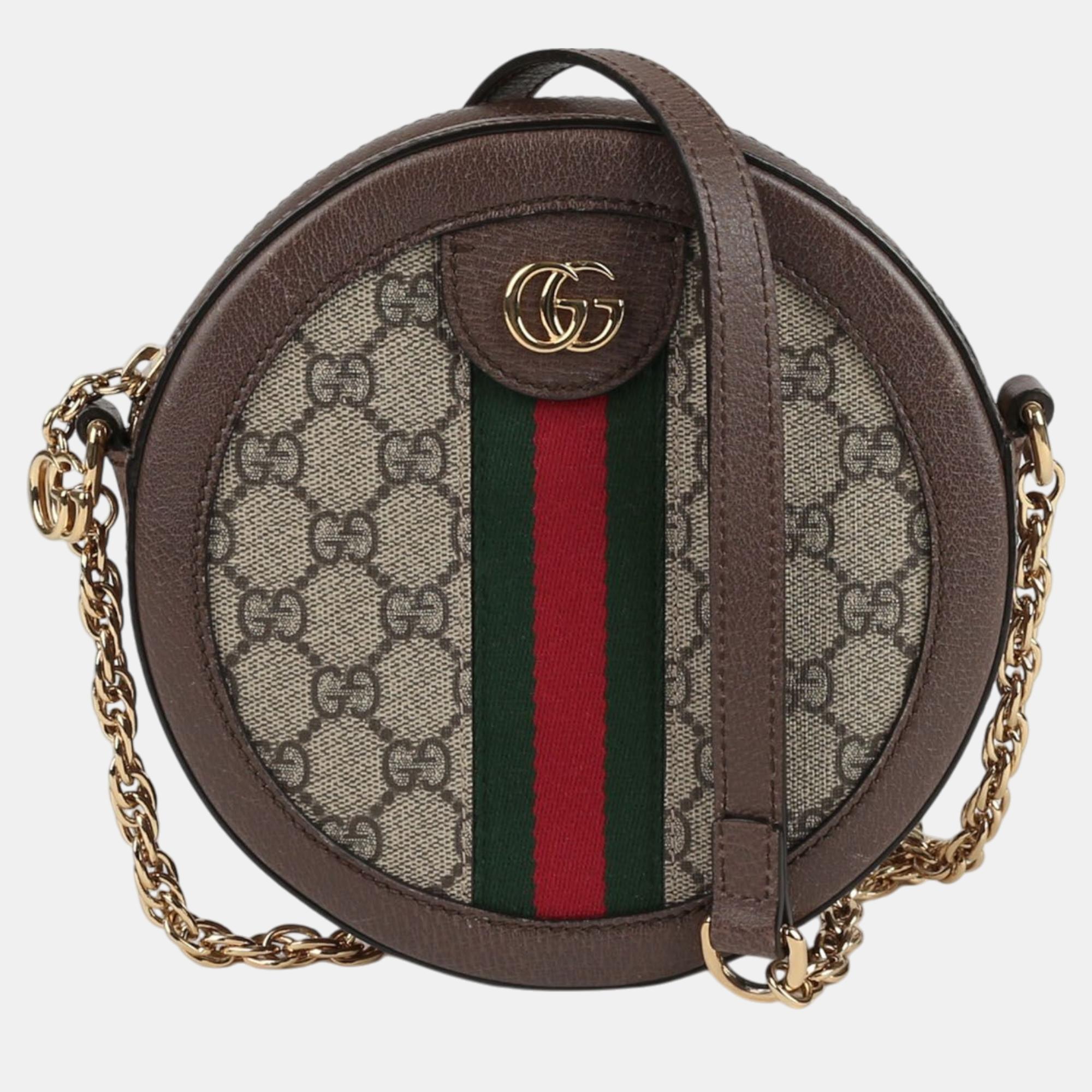 

Gucci Mini GG Supreme Canvas Ophidia Round Shoulder And Crossbody Bag, Beige